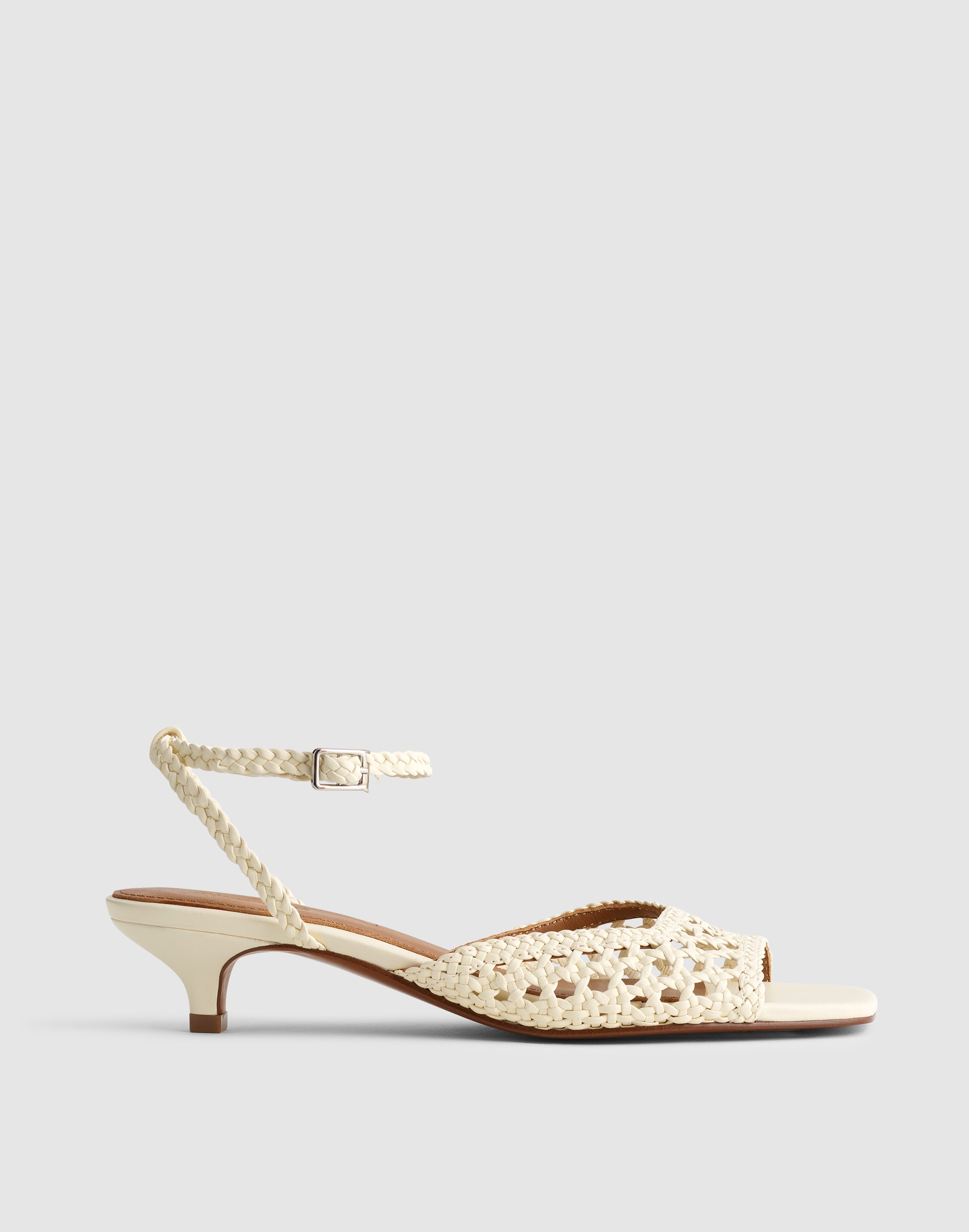 Madewell The Tyra Ankle-strap Kitten-heel Sandal In Neutral