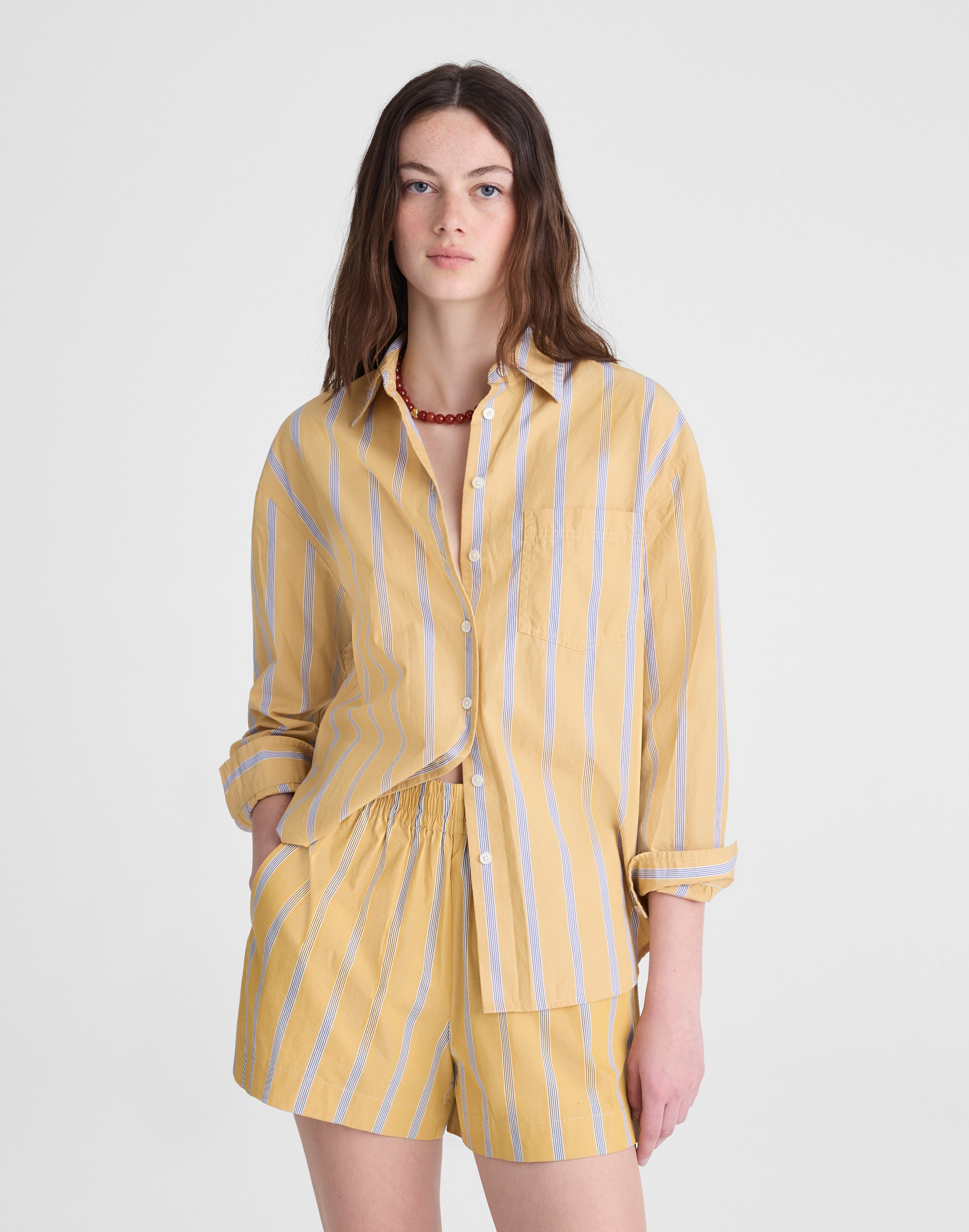 Pull-On Shorts in Washed Poplin