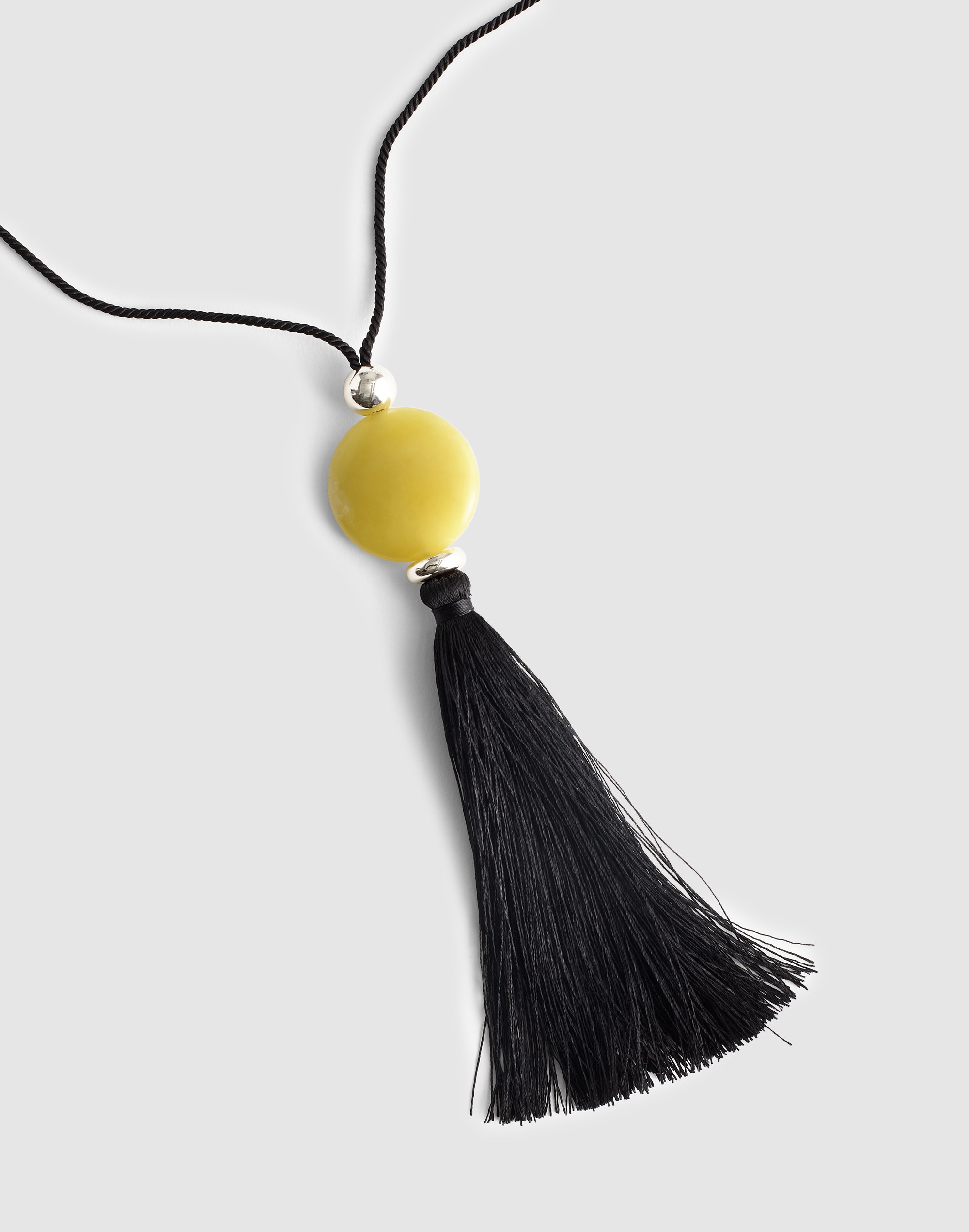 Madewell Semiprecious Tassel Long Necklace In Black