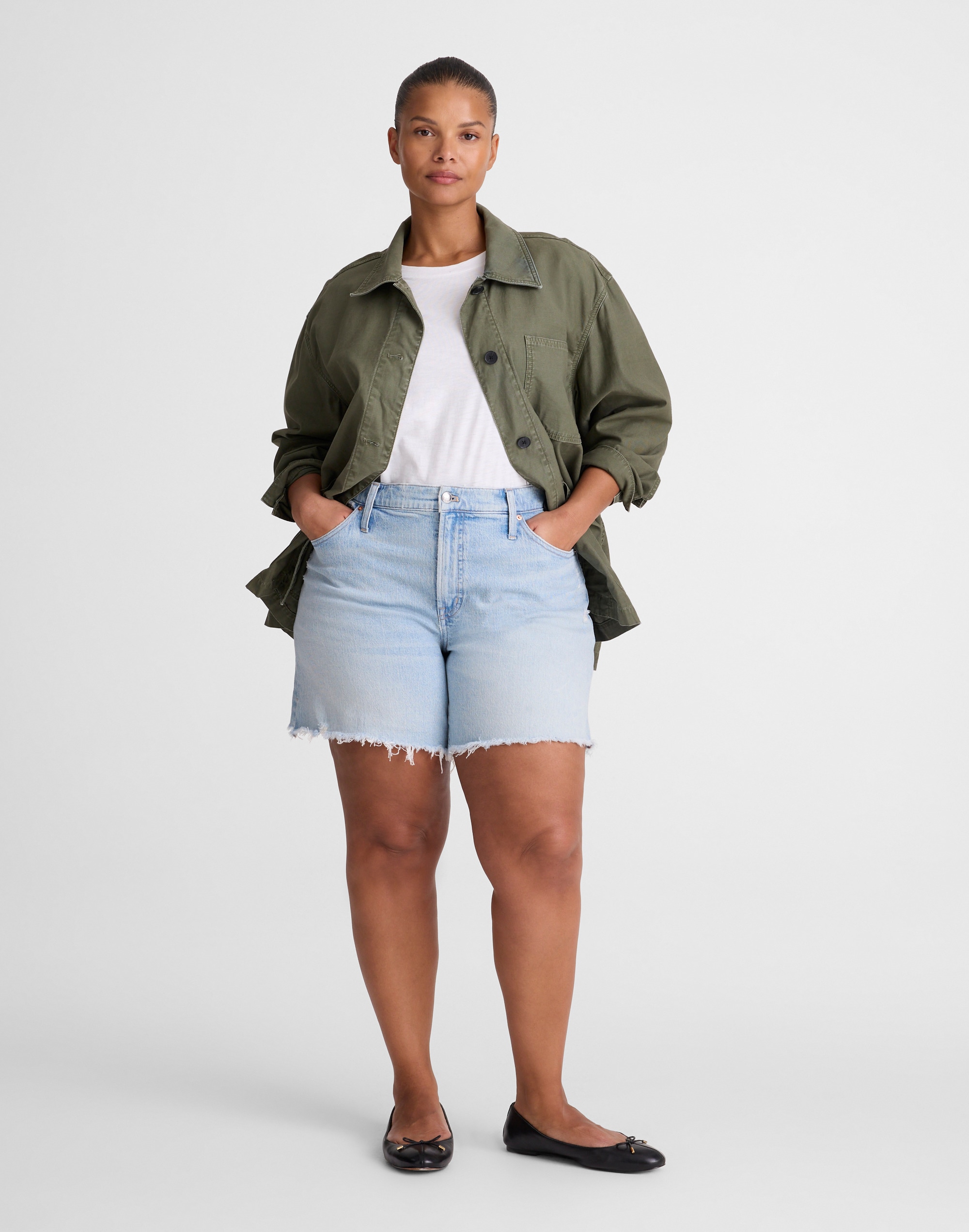 the plus perfect vintage mid-length short in foster wash