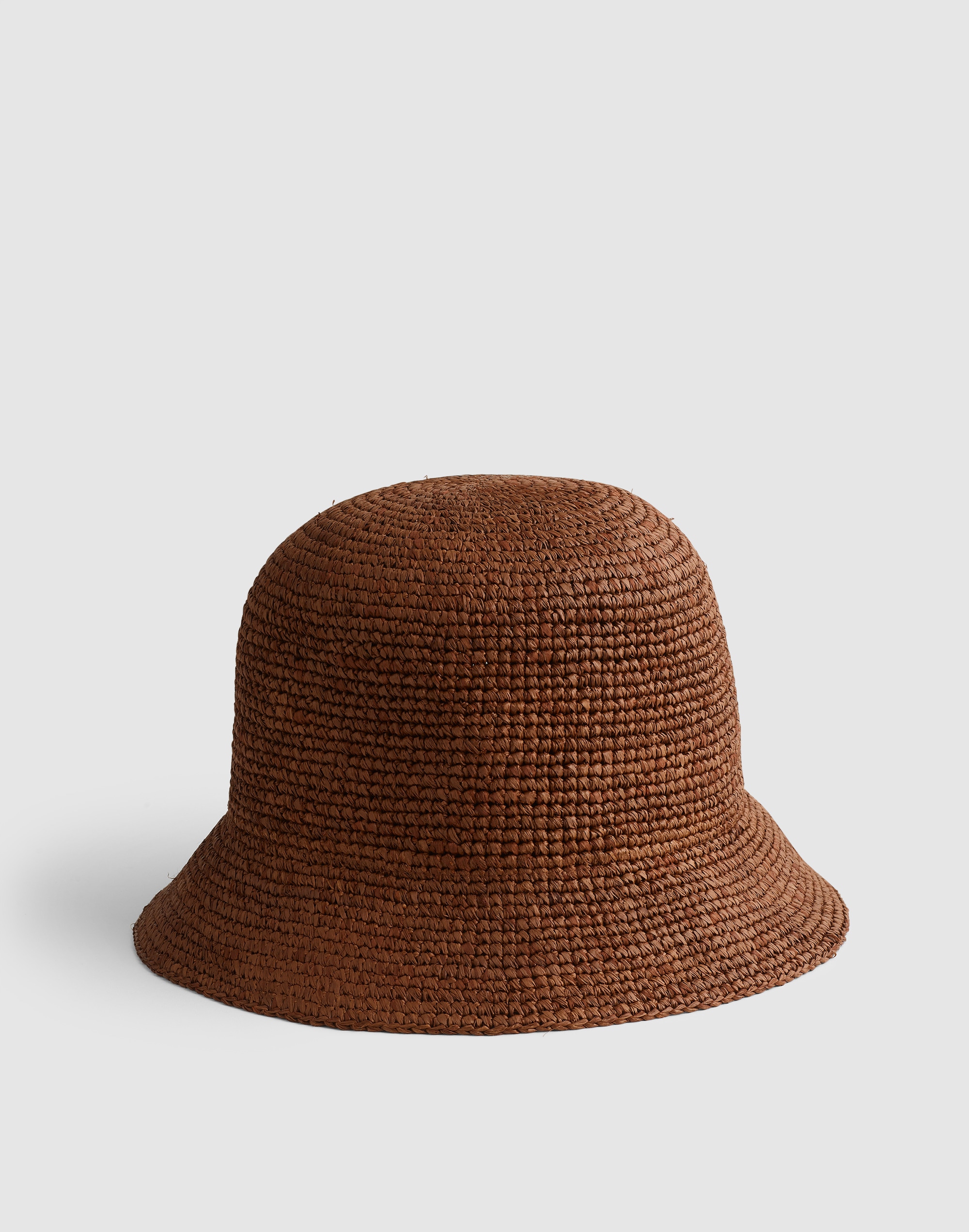 Hand-Crocheted Seamless Bucket Hat in Raffia
