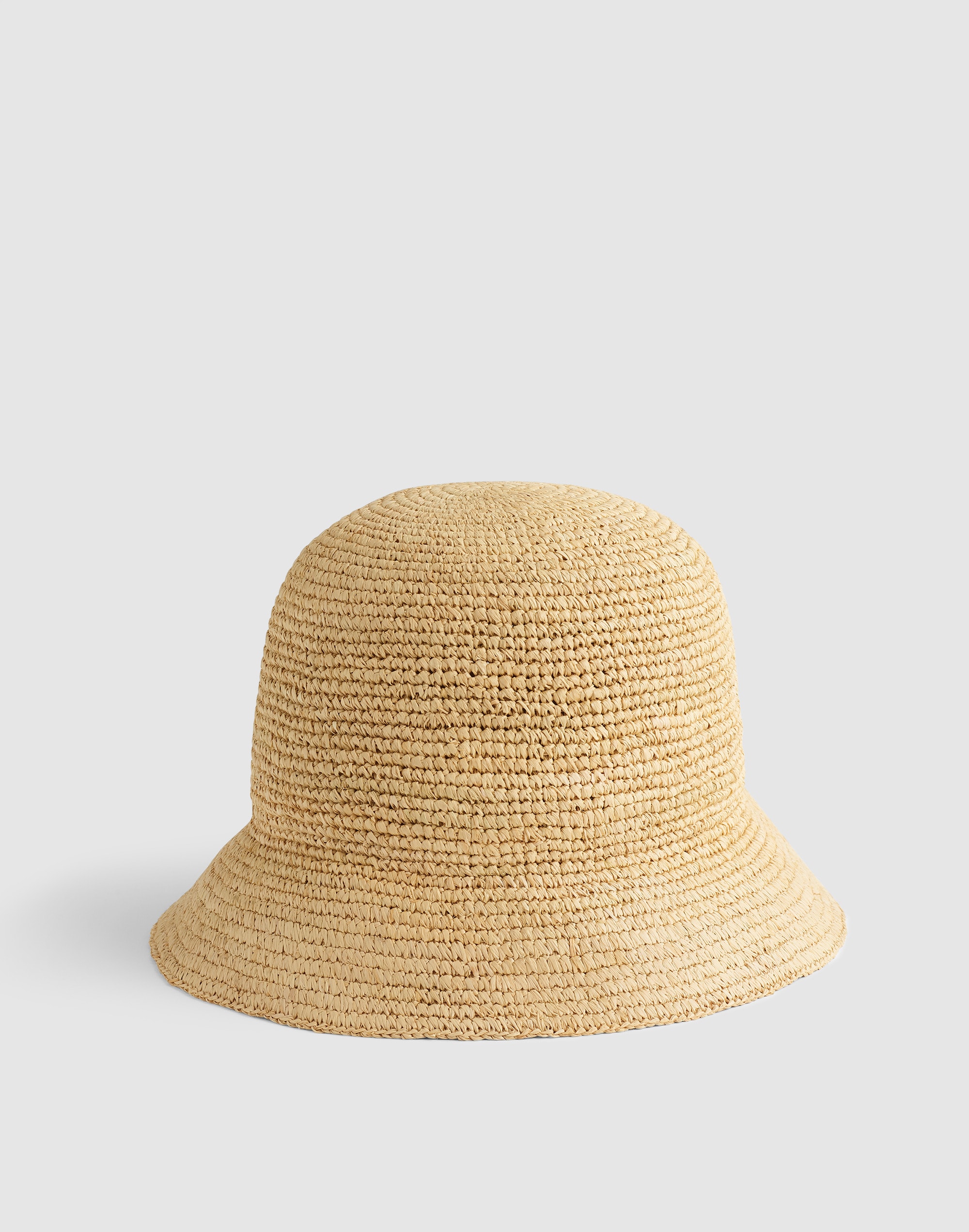 Hand-Crocheted Seamless Bucket Hat in Raffia