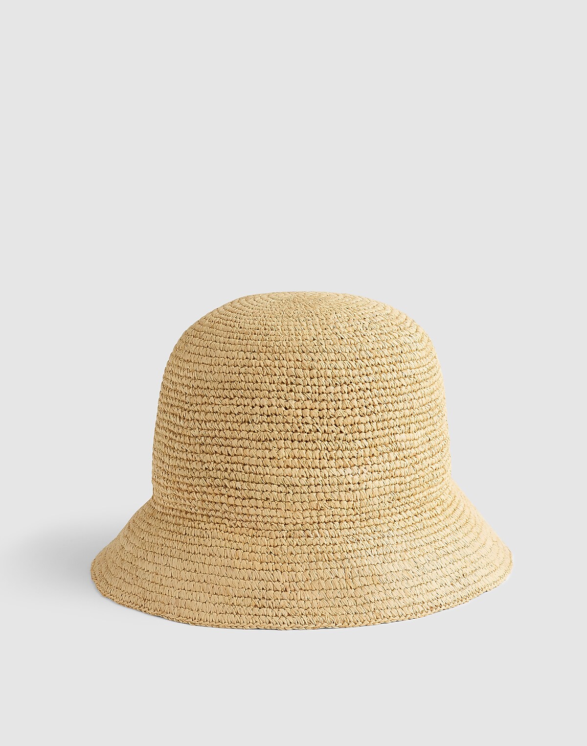Hand-Crocheted Seamless Bucket Hat in Raffia
