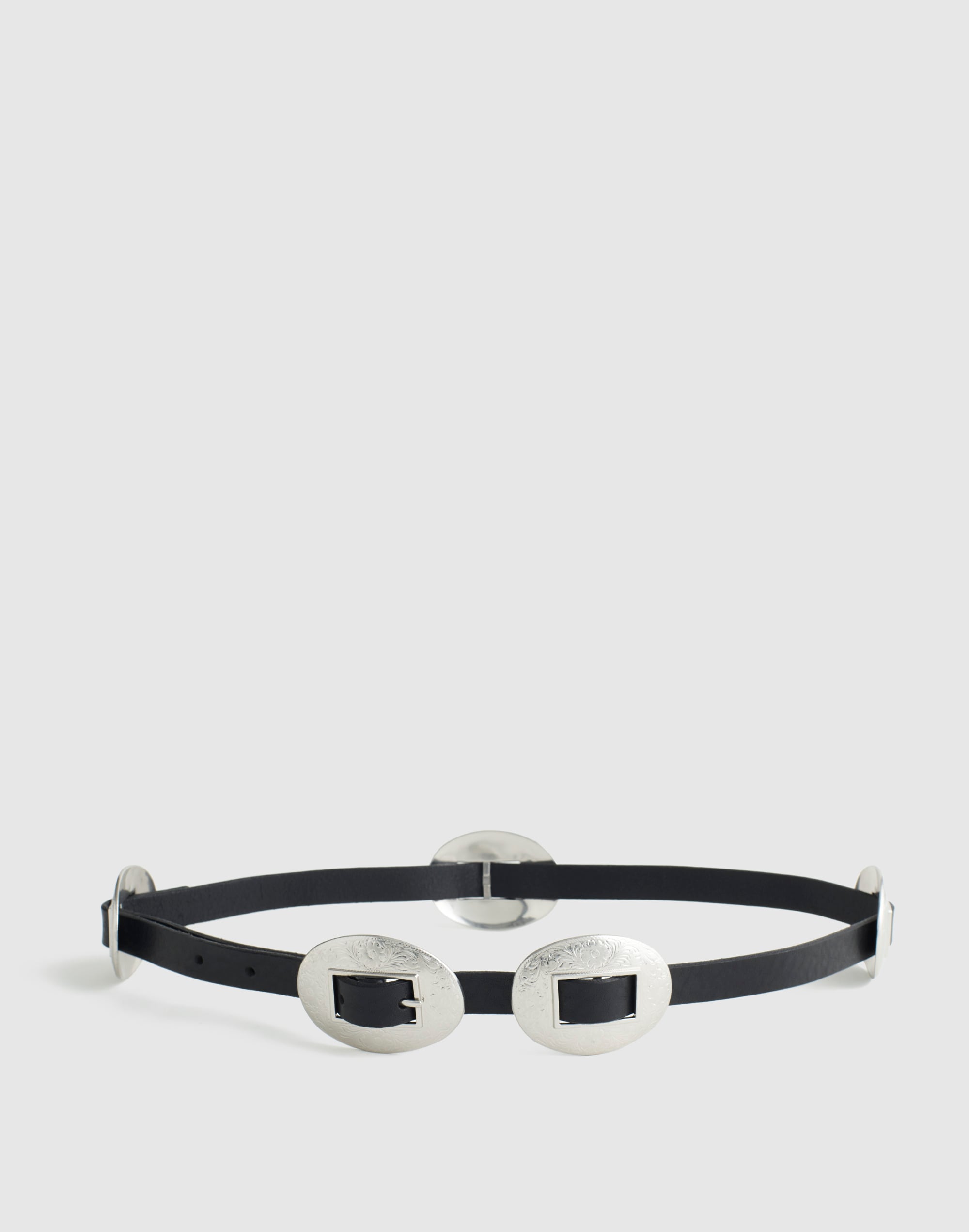 Metal-Accent Belt in Leather