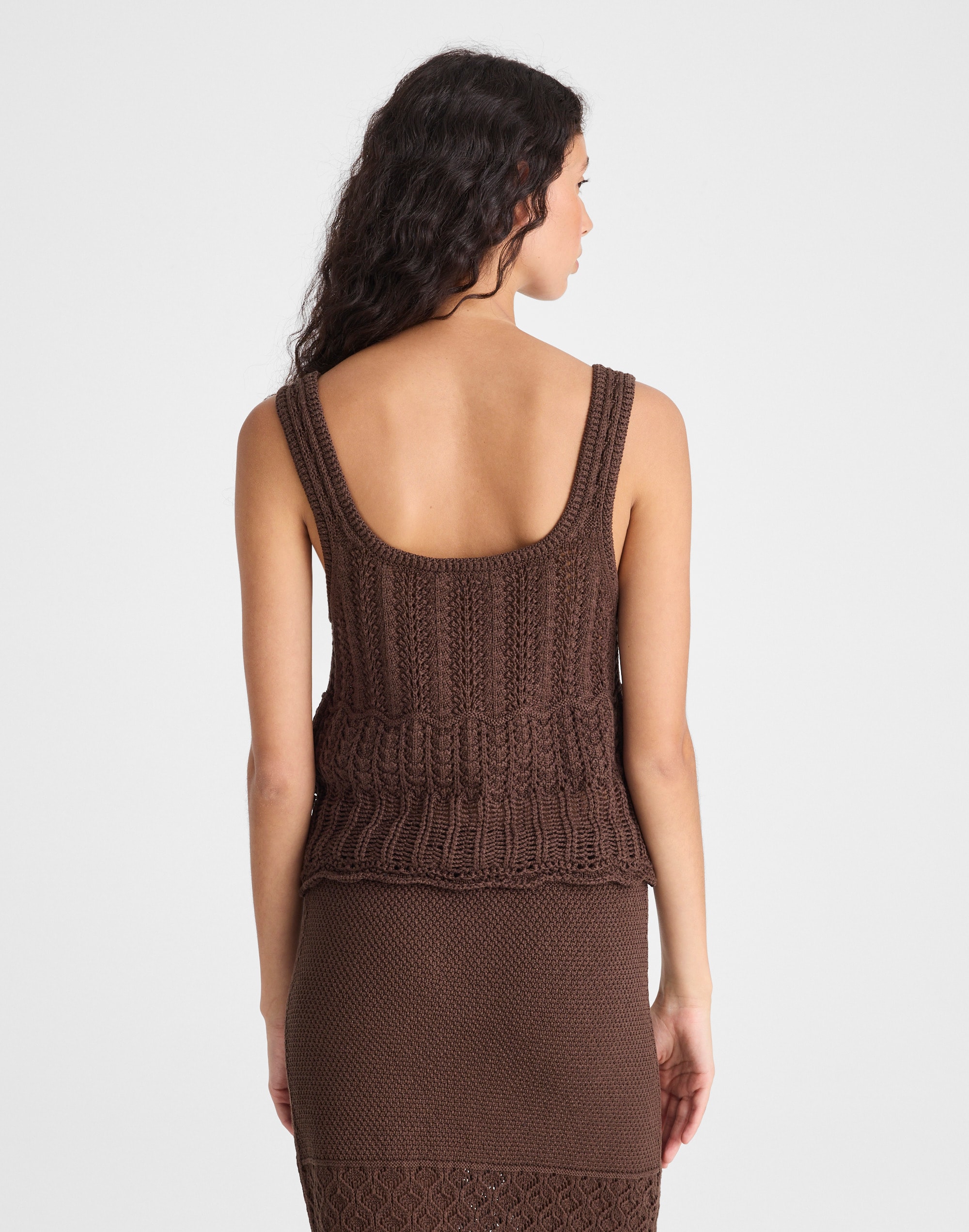 Pointelle-Stitch Tie-Front Sweater Tank in 100% Cotton