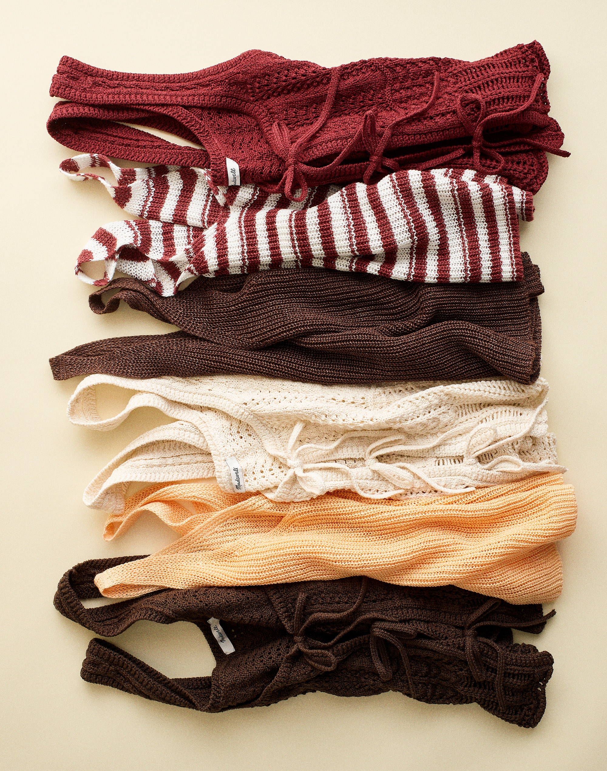 Pointelle-Stitch Tie-Front Sweater Tank in 100% Cotton