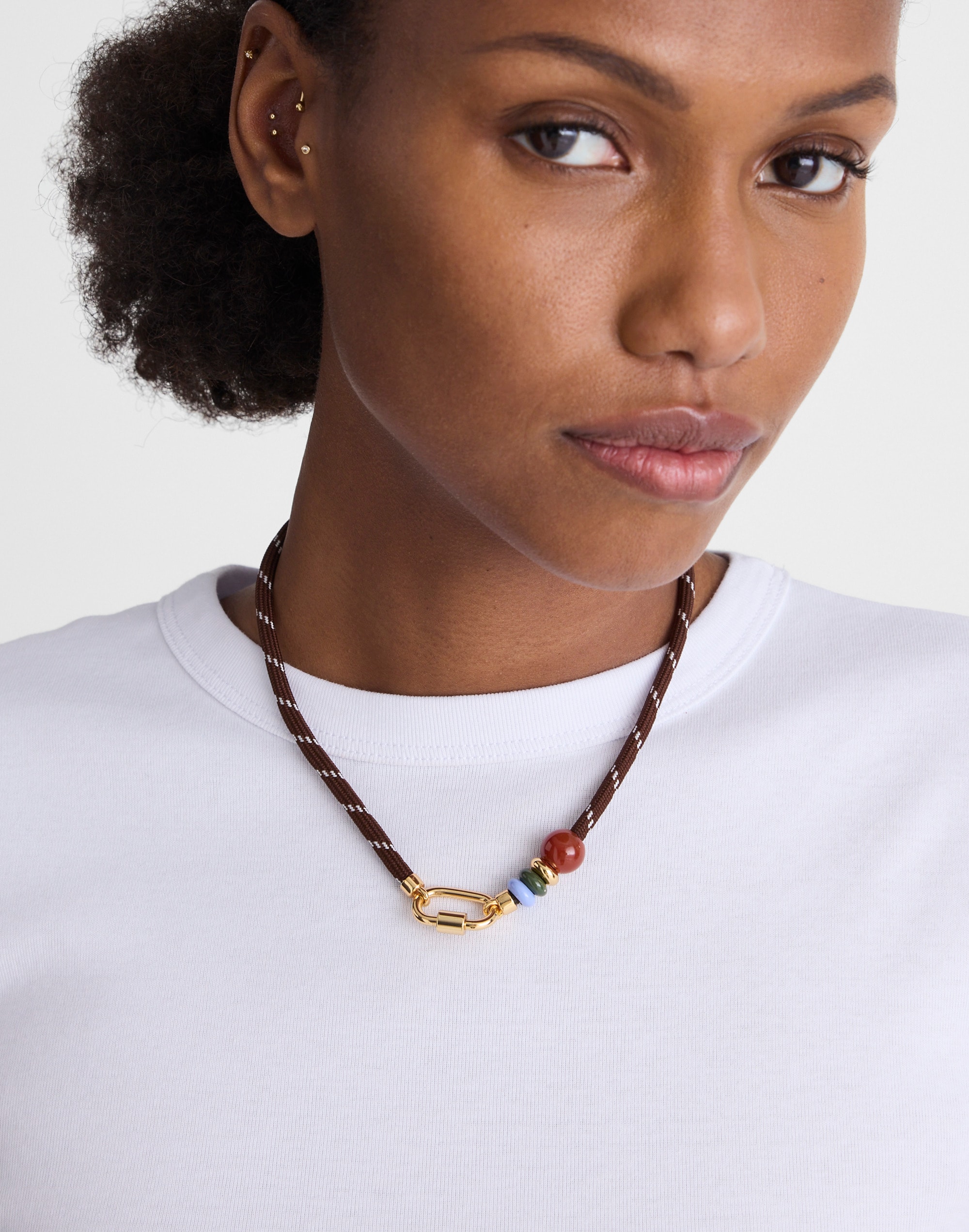 Semiprecious Carabiner Paracord Charm Necklace