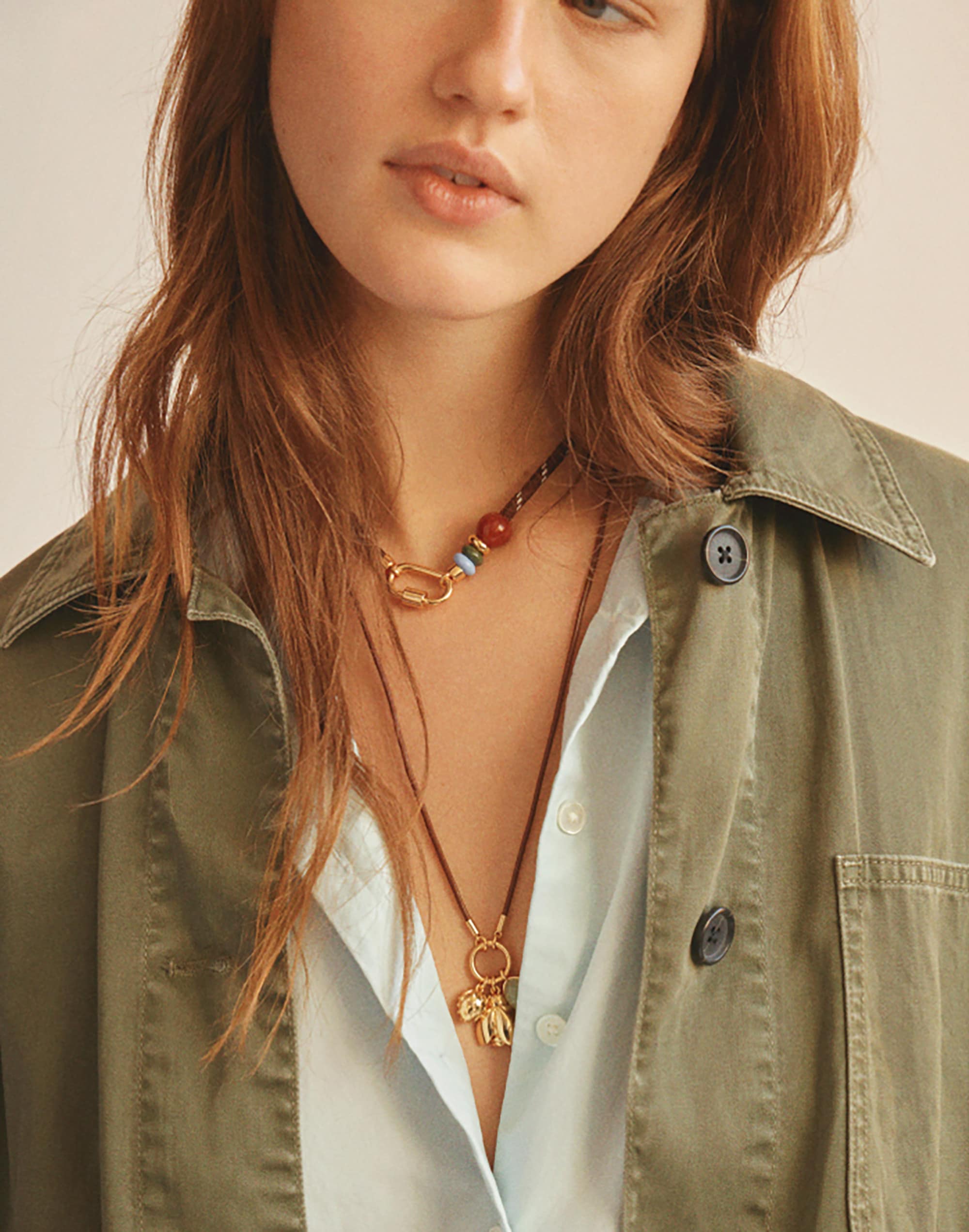 Semiprecious Carabiner Paracord Charm Necklace