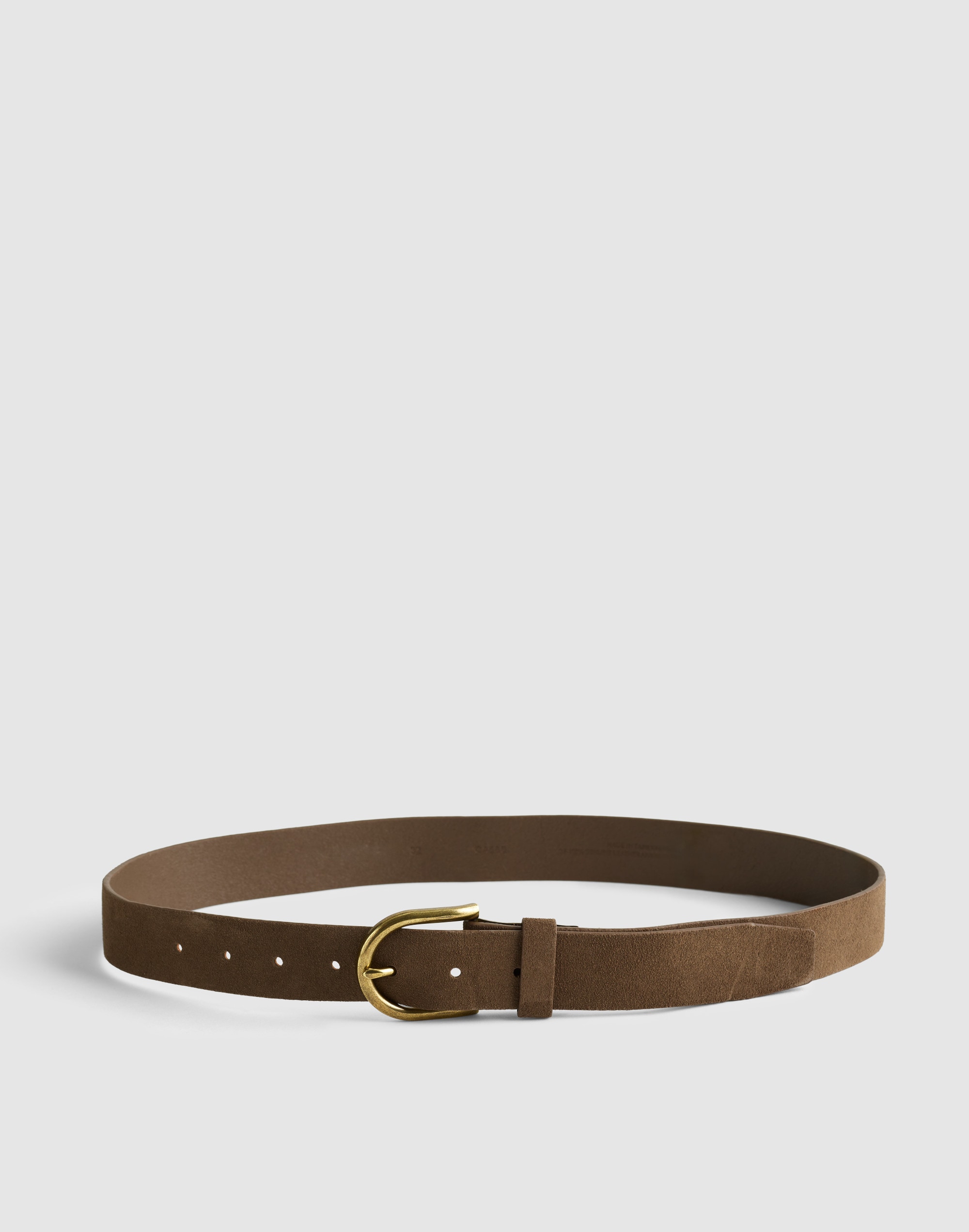 Brass-Buckle Belt in Suede