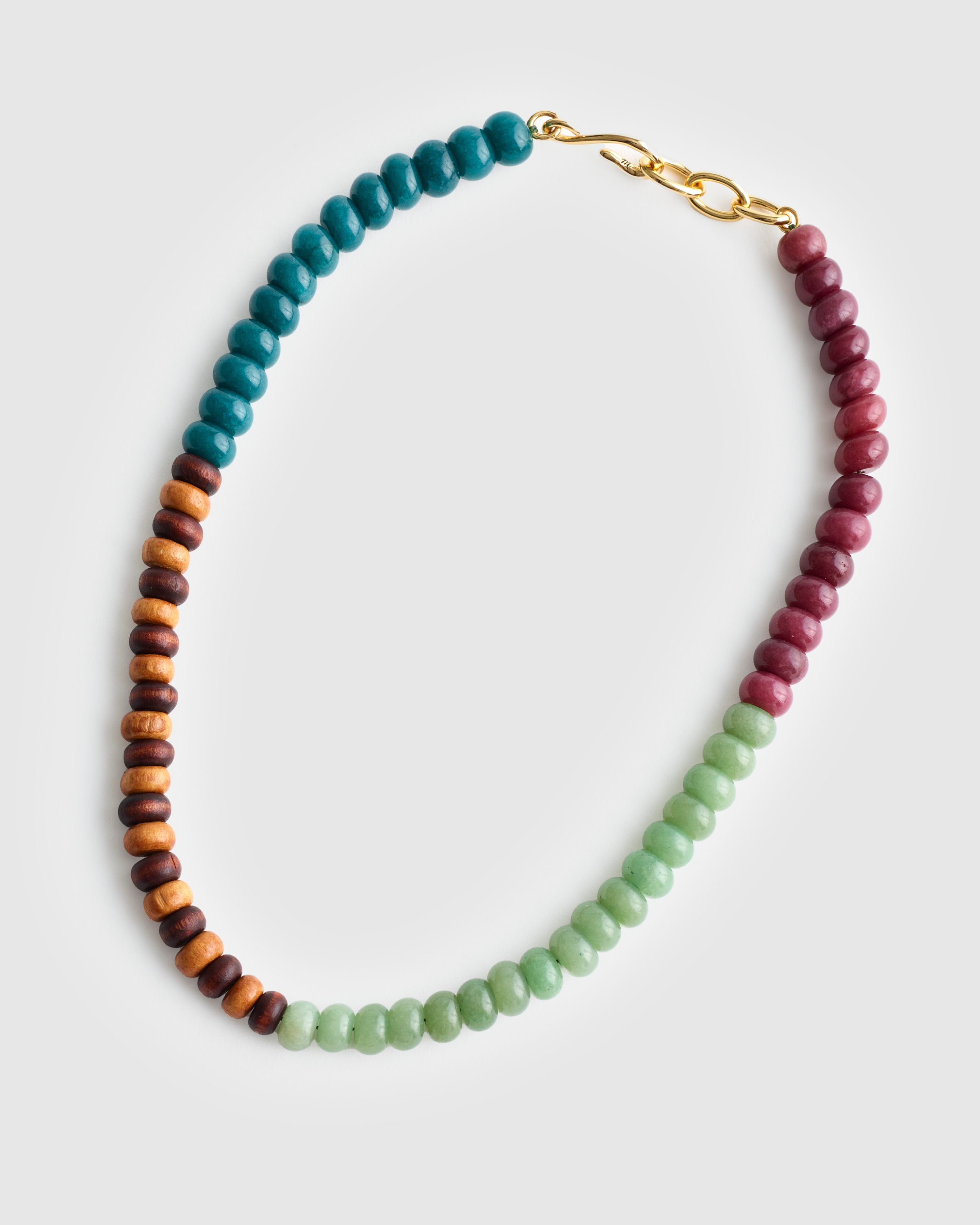 Semiprecious Wood Beaded Choker Necklace
