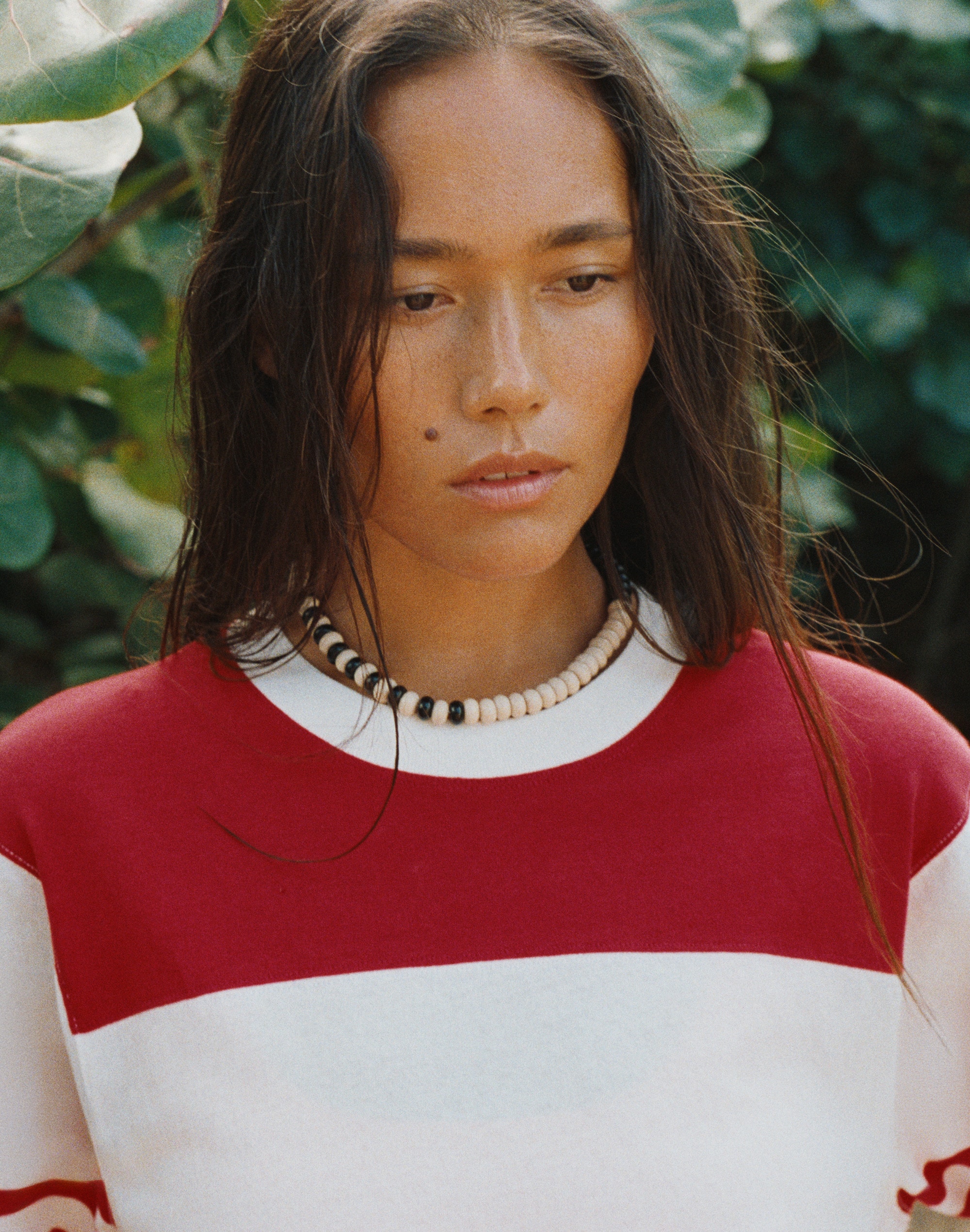 Semiprecious Coral Beaded Choker Necklace