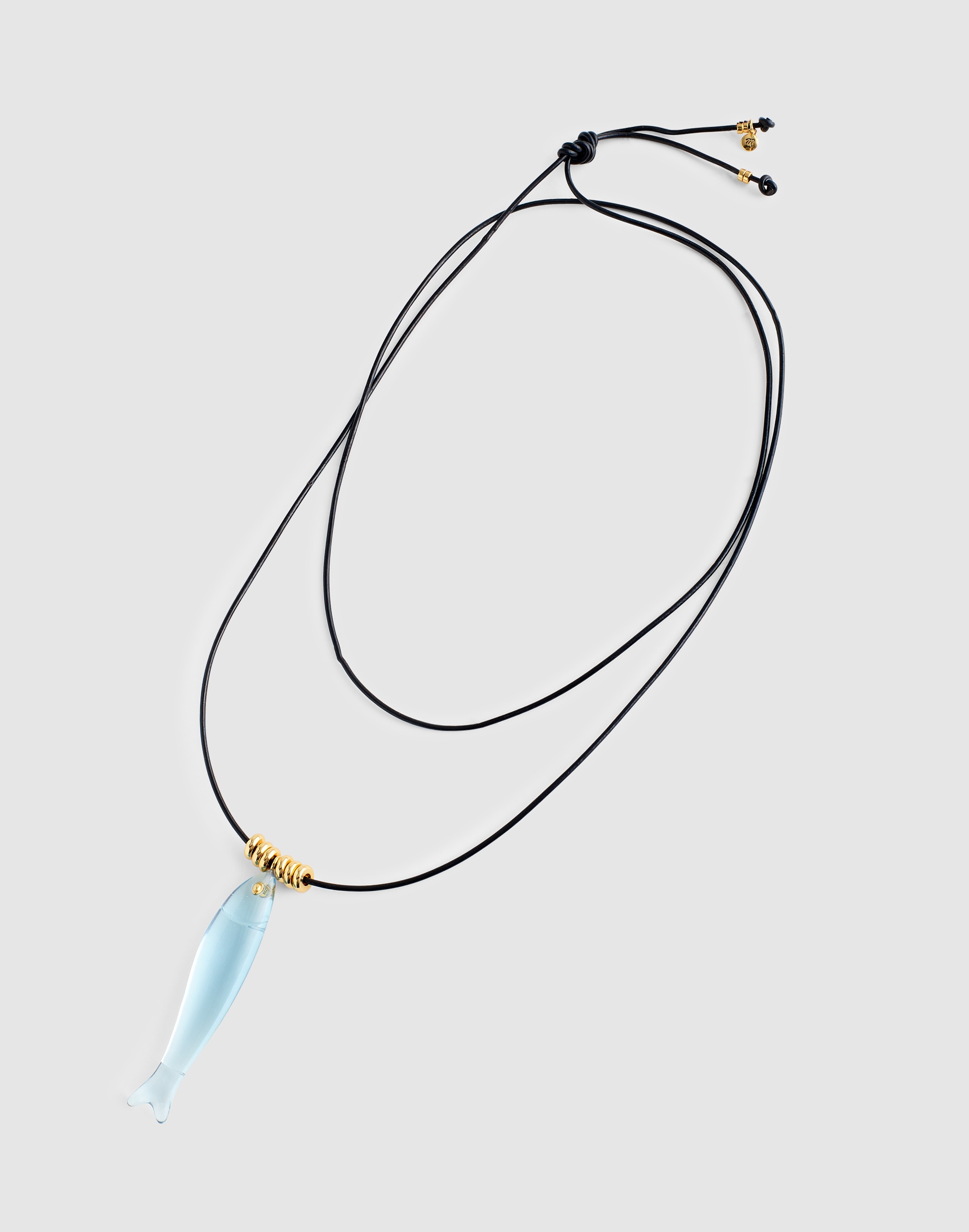 Fish Charm Leather Cord Necklace