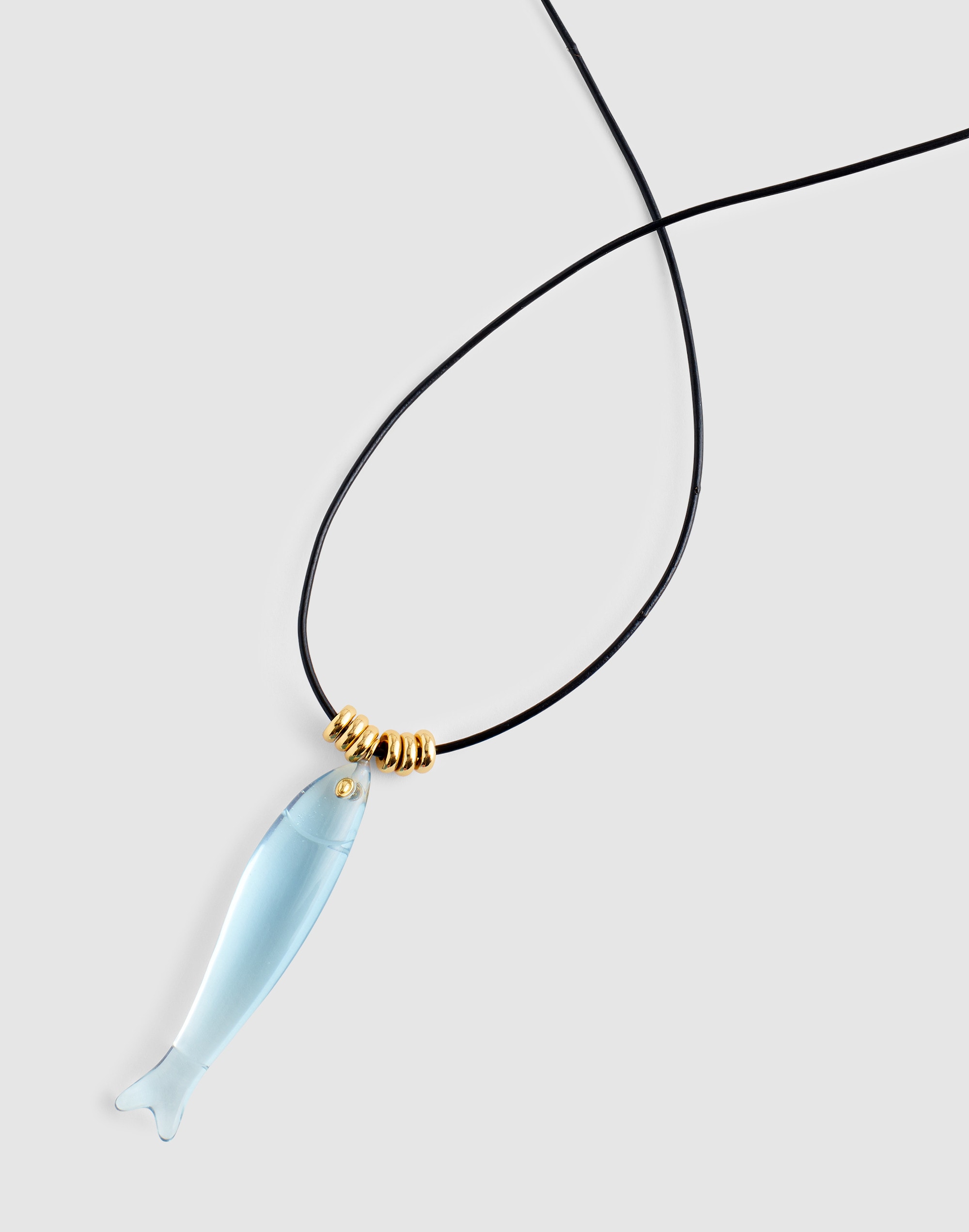 fish charm leather cord necklace