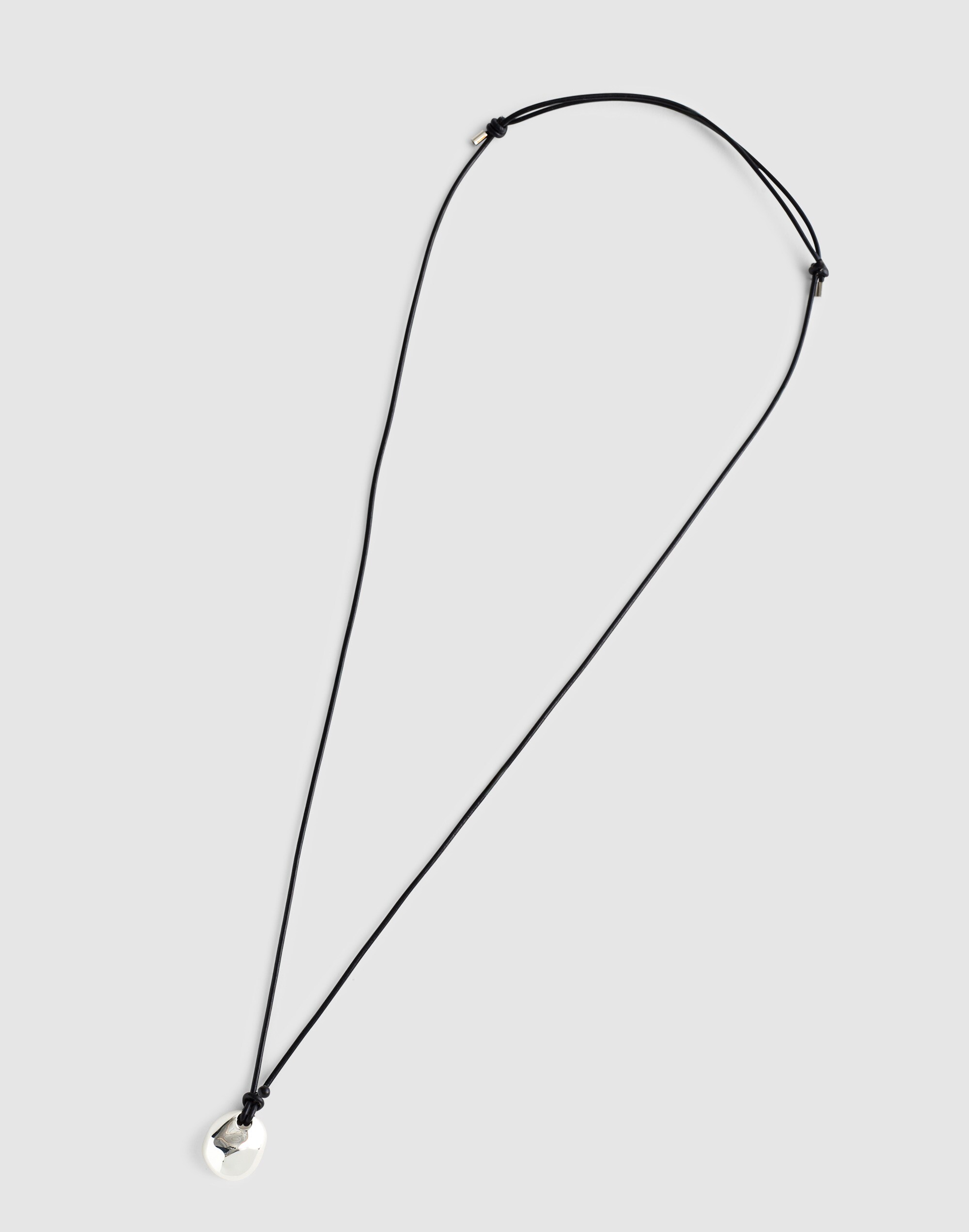 Sculptural Pendant Leather Necklace