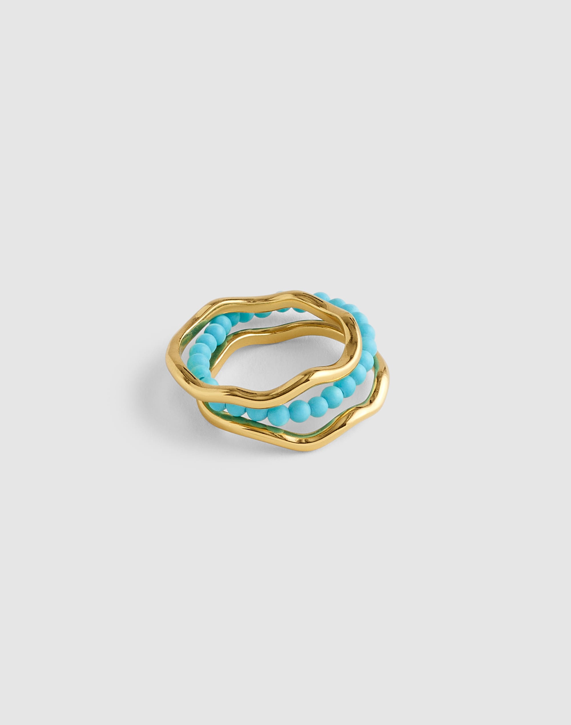 Madewell Semiprecious Wavy Stacking Ring Set In Gold