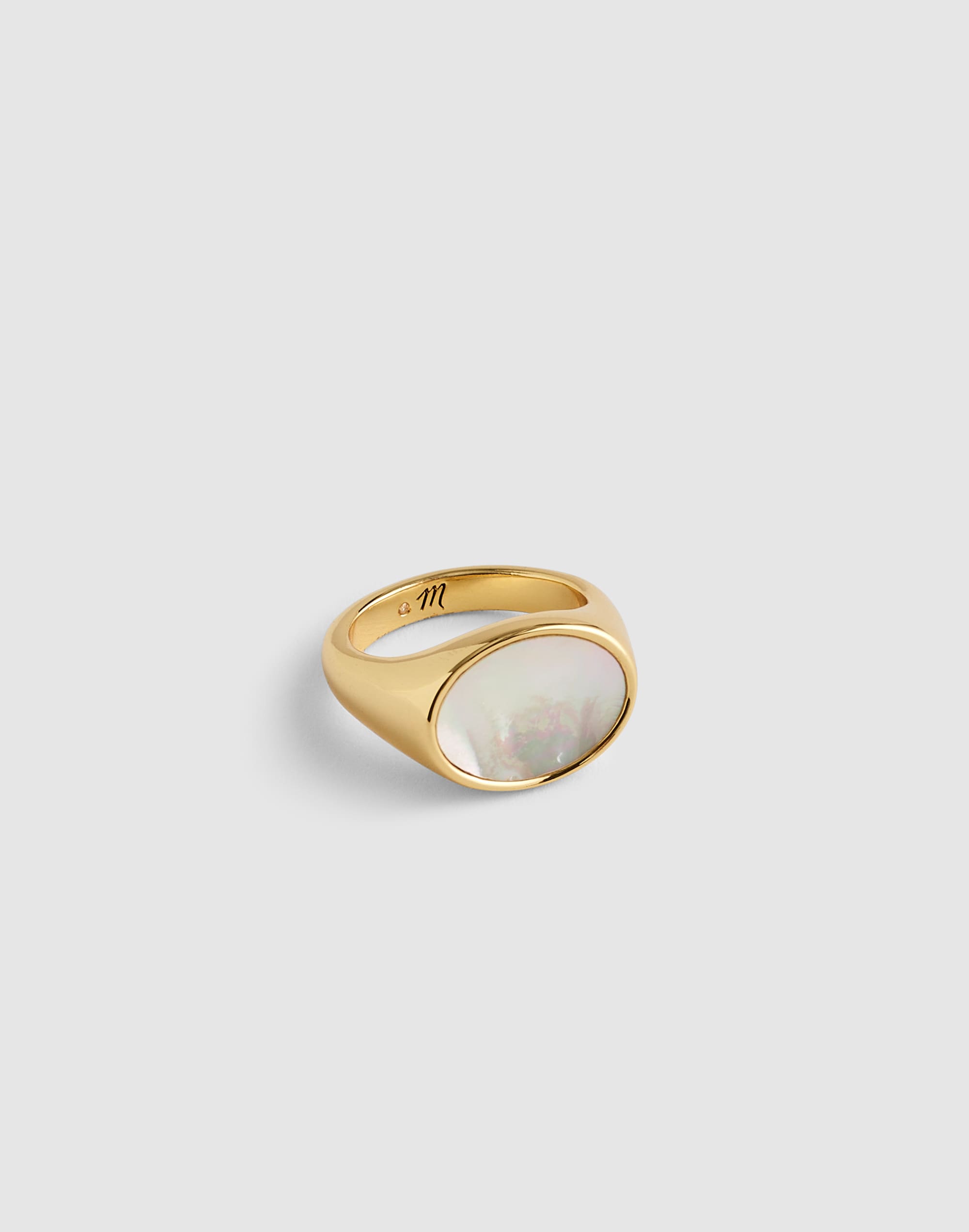 Madewell Mother-of-pearl Signet Ring In Gold