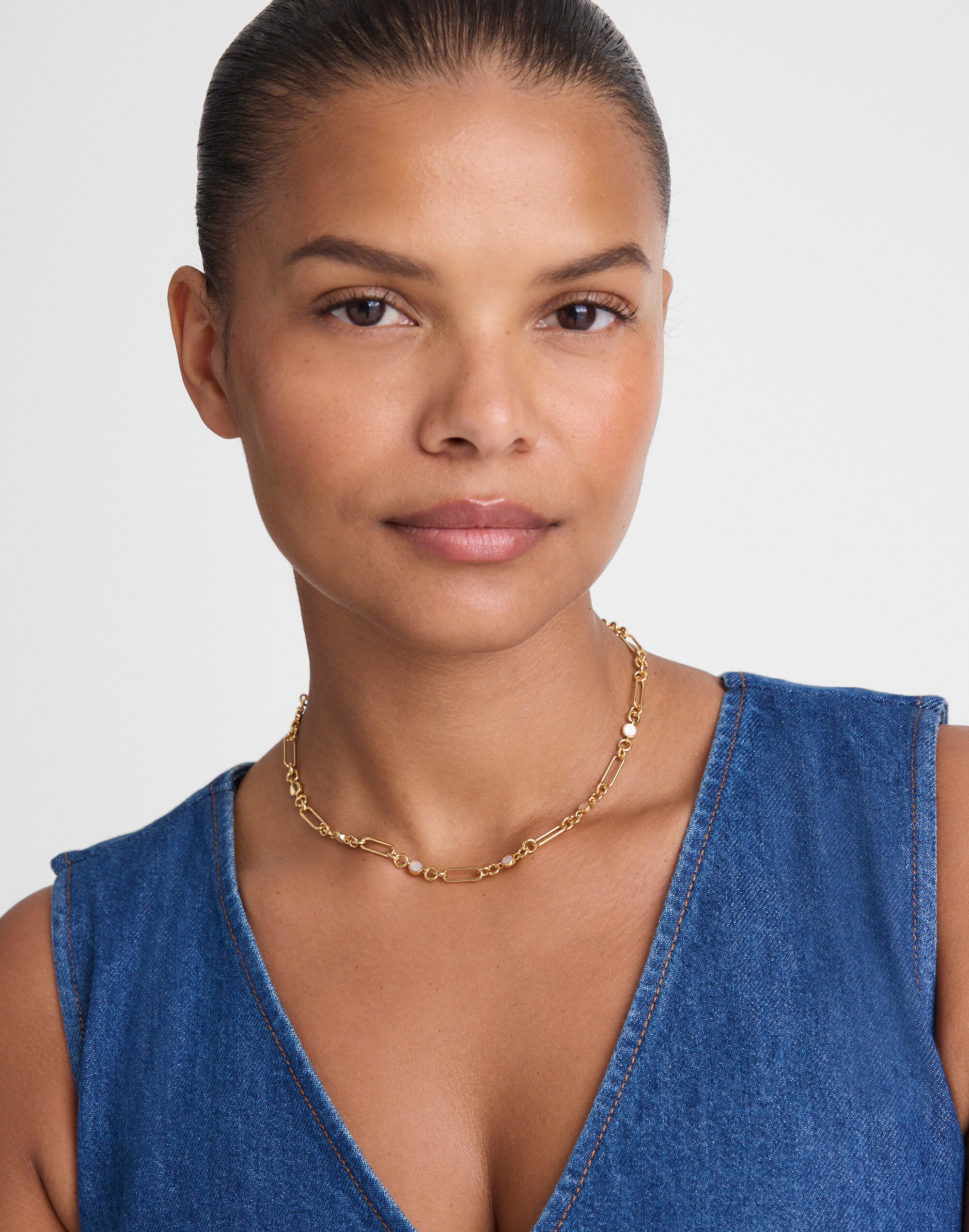 Mother-of-Pearl Mixed-Link Chain Necklace