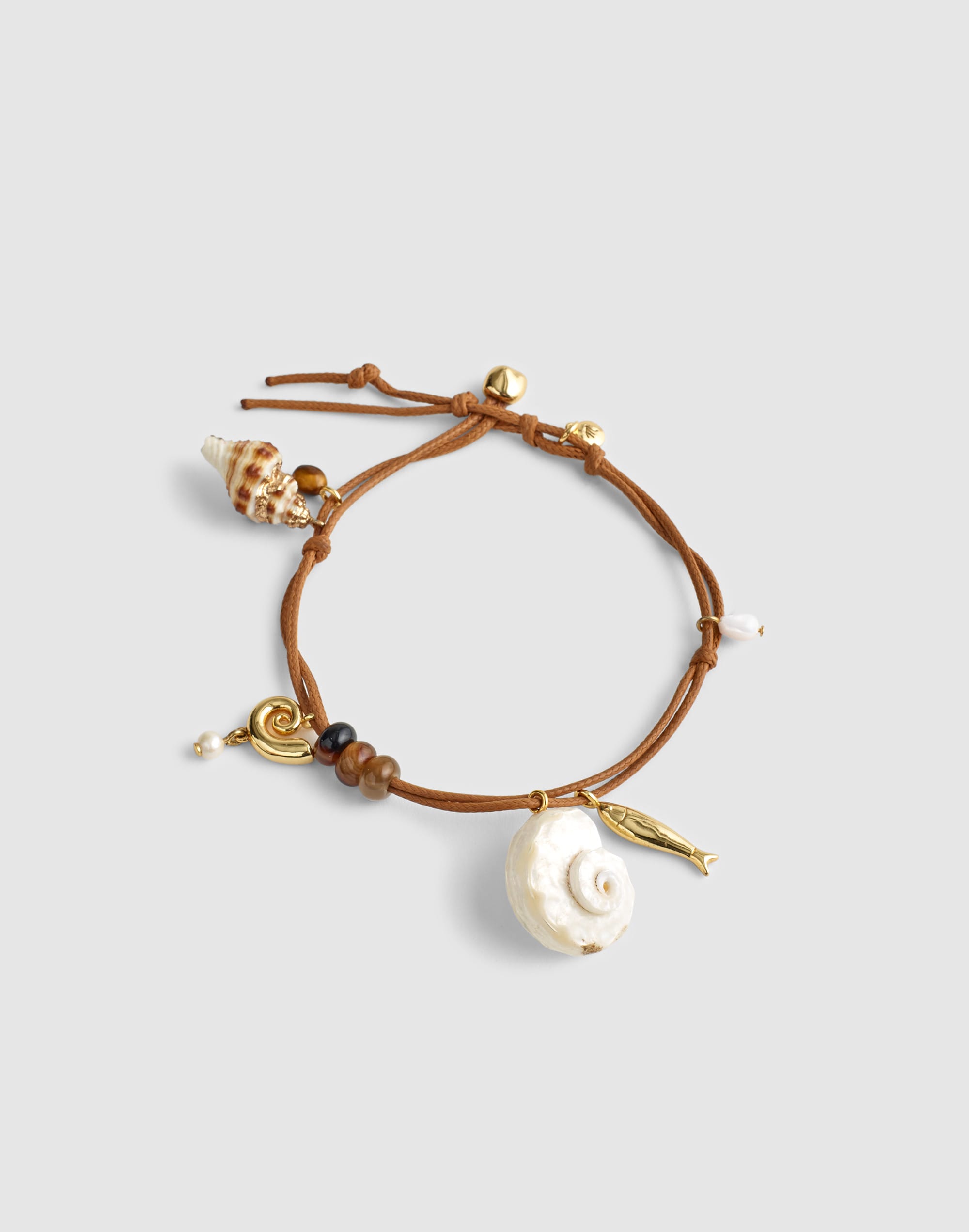 Madewell Semiprecious Leather Charm Anklet In Gold