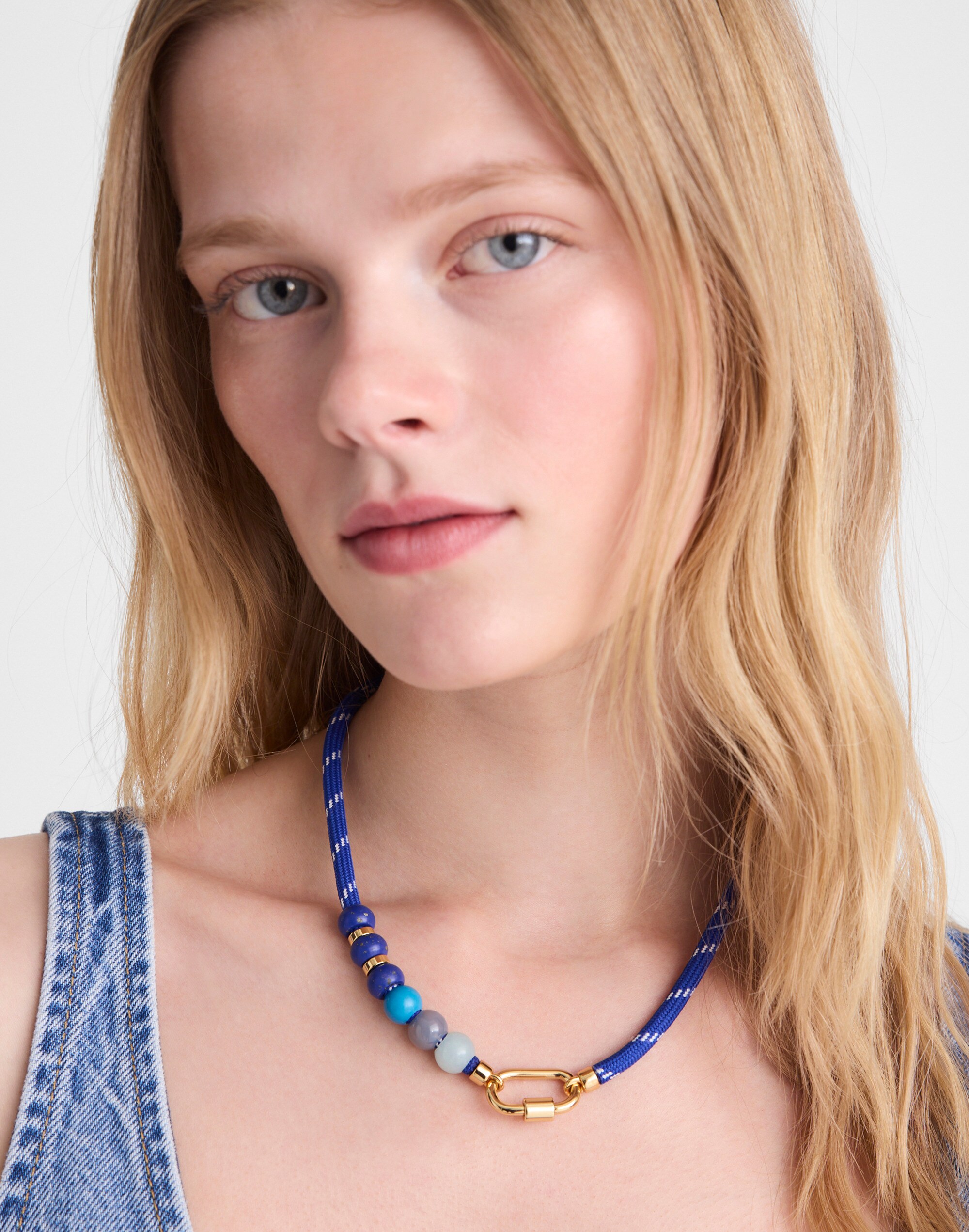 Semiprecious Beaded Carabiner Paracord Necklace