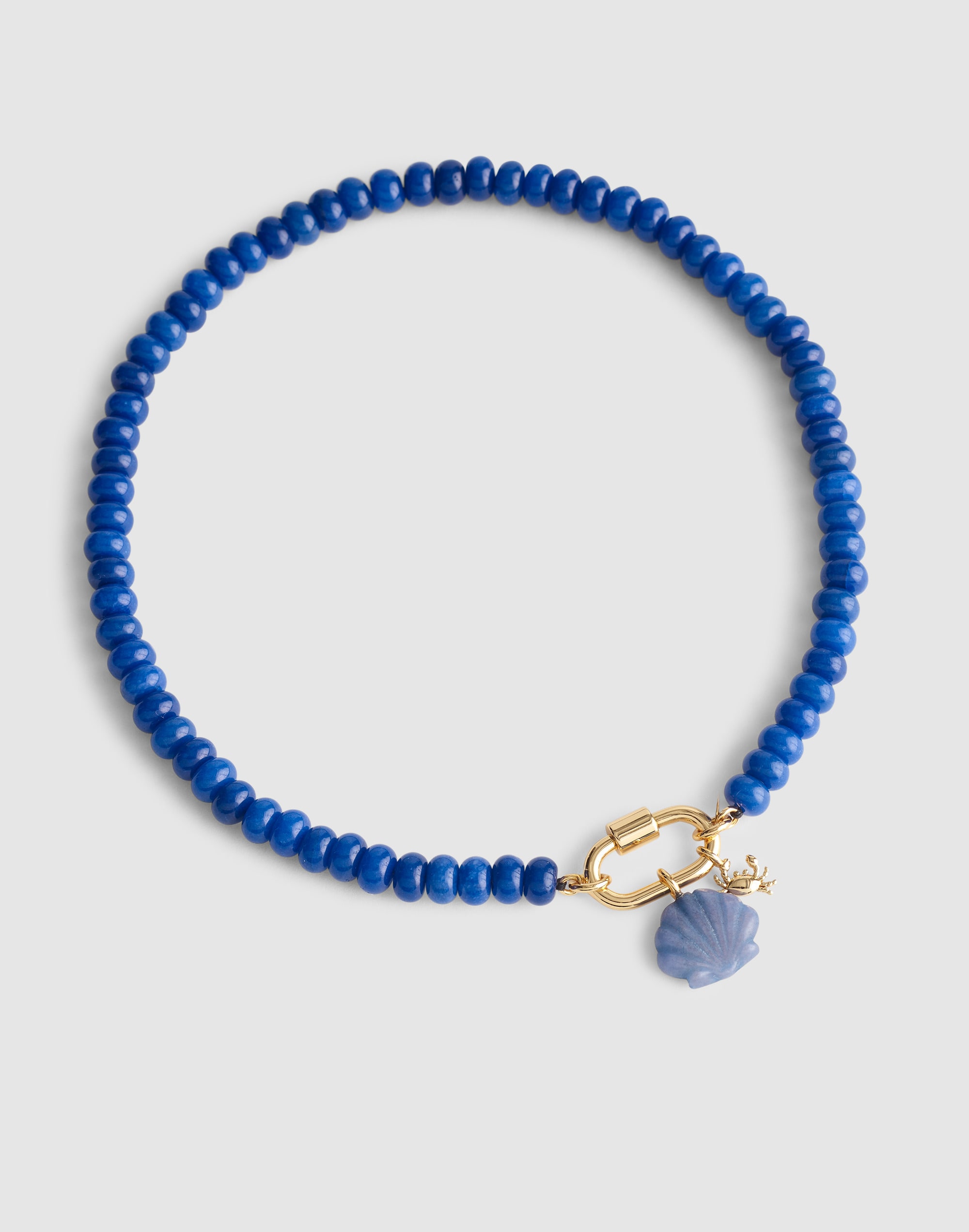 Semiprecious Beaded Carabiner Charm Necklace