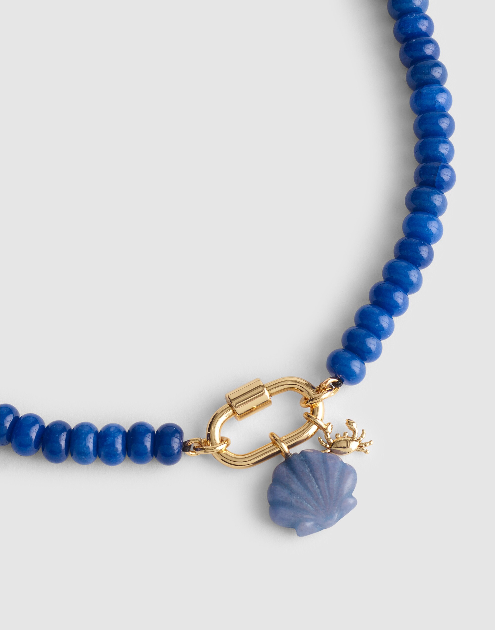 Semiprecious Beaded Carabiner Charm Necklace