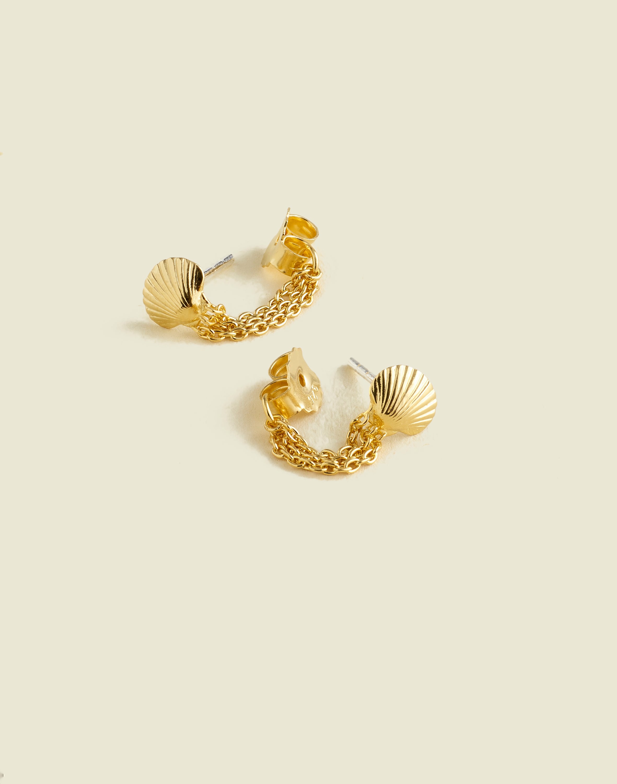 Demi-Fine Shell Chain Stud Earrings