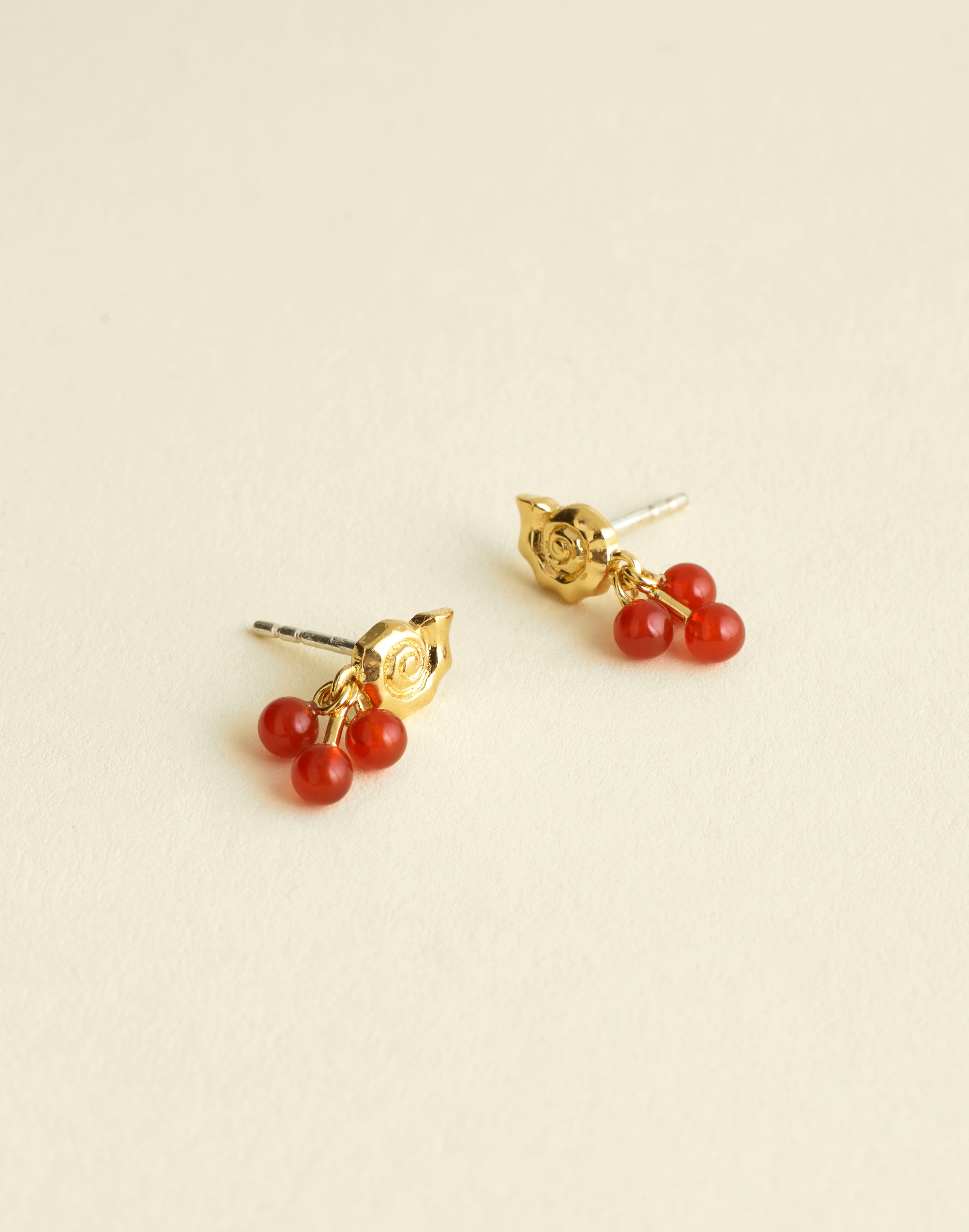 demi-fine beaded cluster shell stud earrings