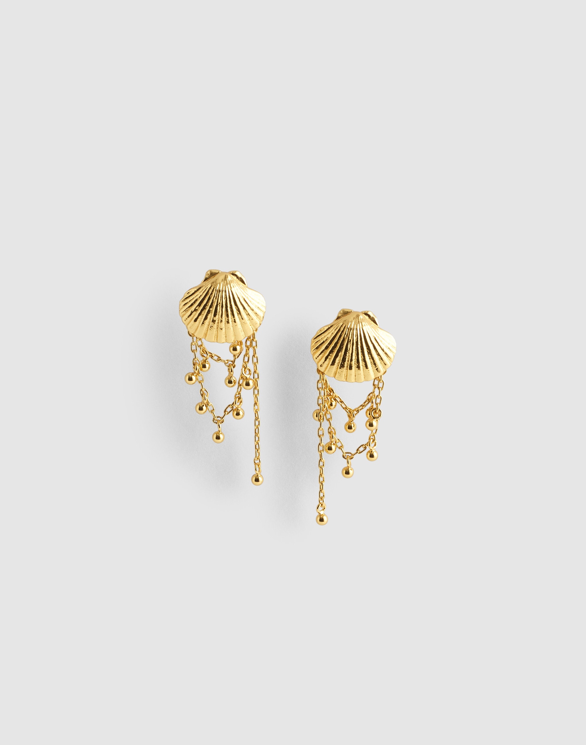 Shell Stacked Chain Stud Earrings