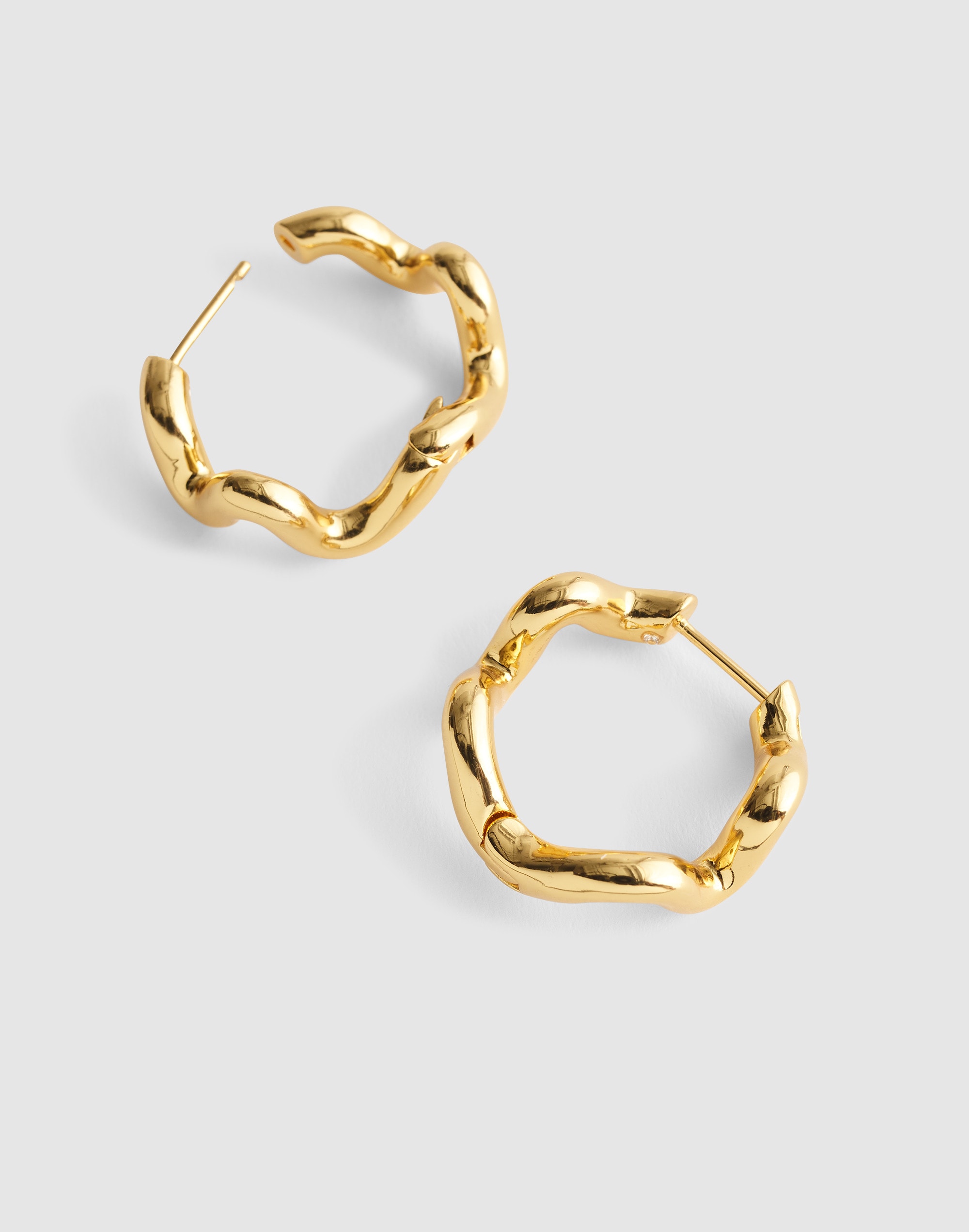 Demi-Fine Wavy Double Hoop Huggie Earrings
