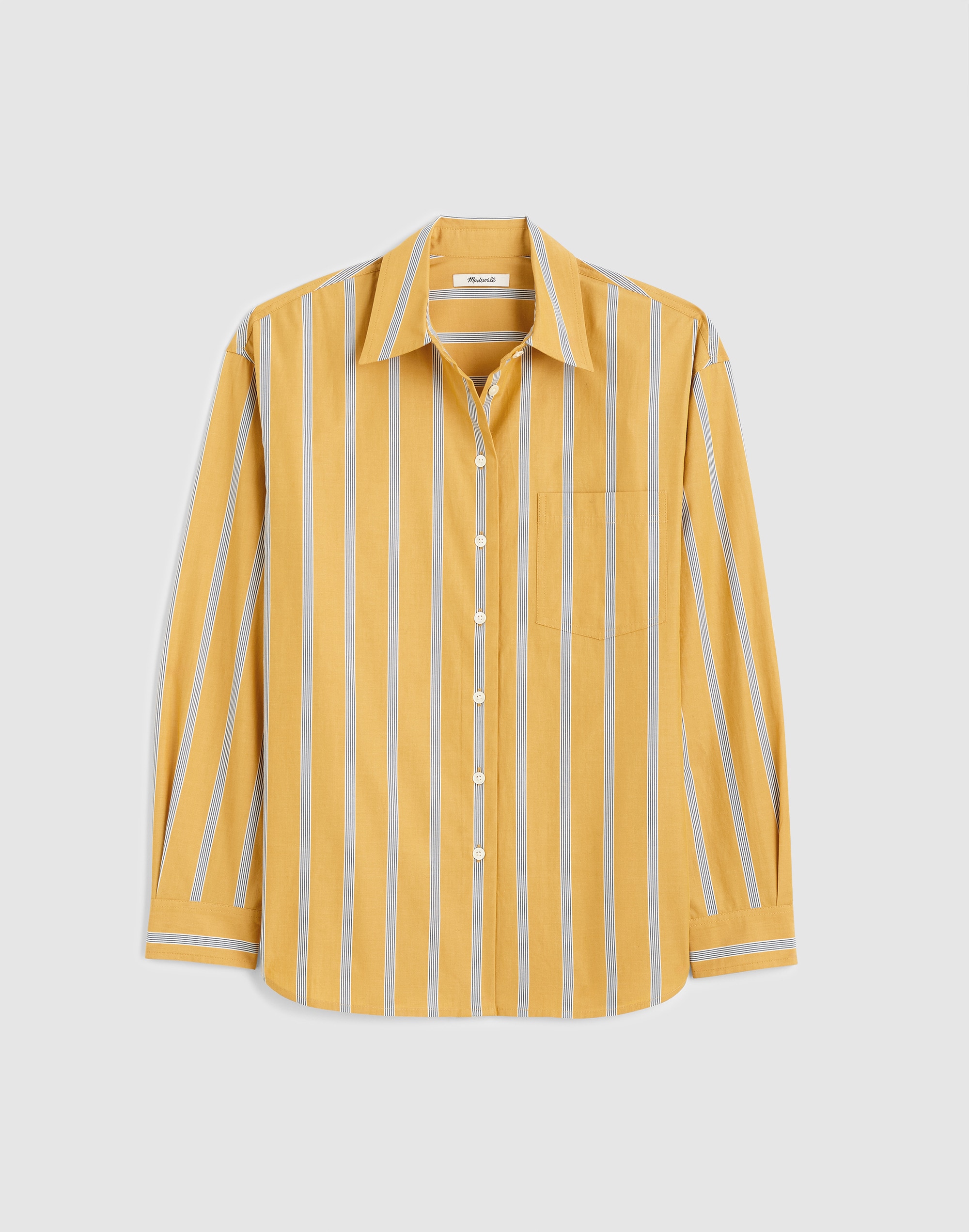 Madewell Easy Shirt Textured Stripe Chantrelle In Yellow