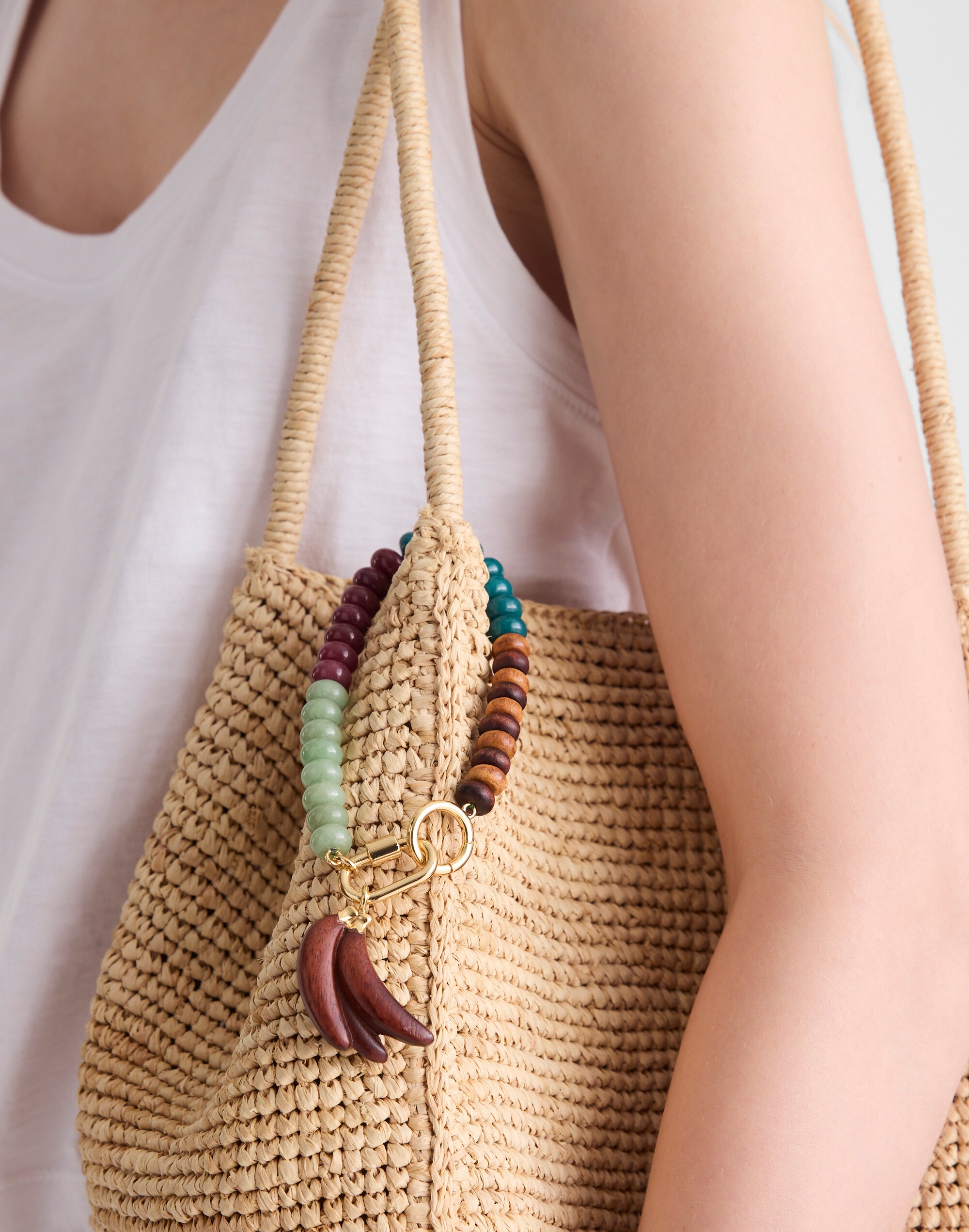 Wooden Banana Beaded Bag Charm