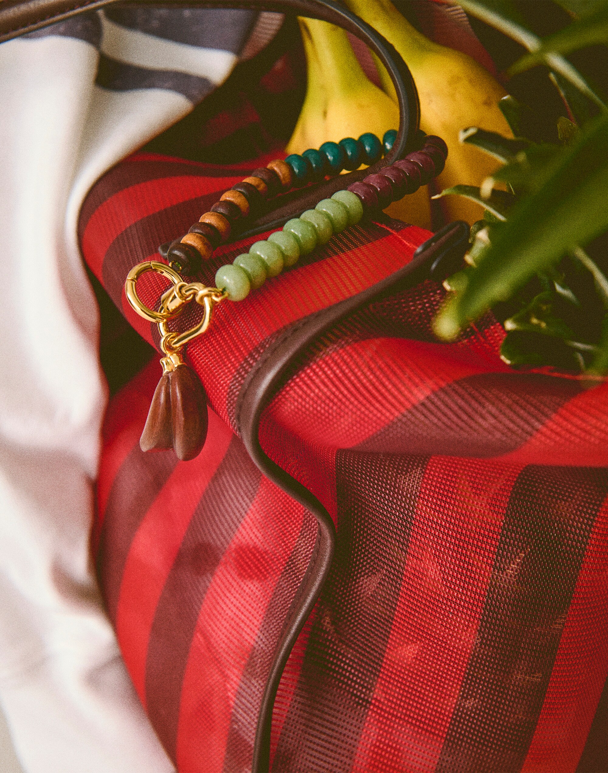 Wooden Banana Beaded Bag Charm