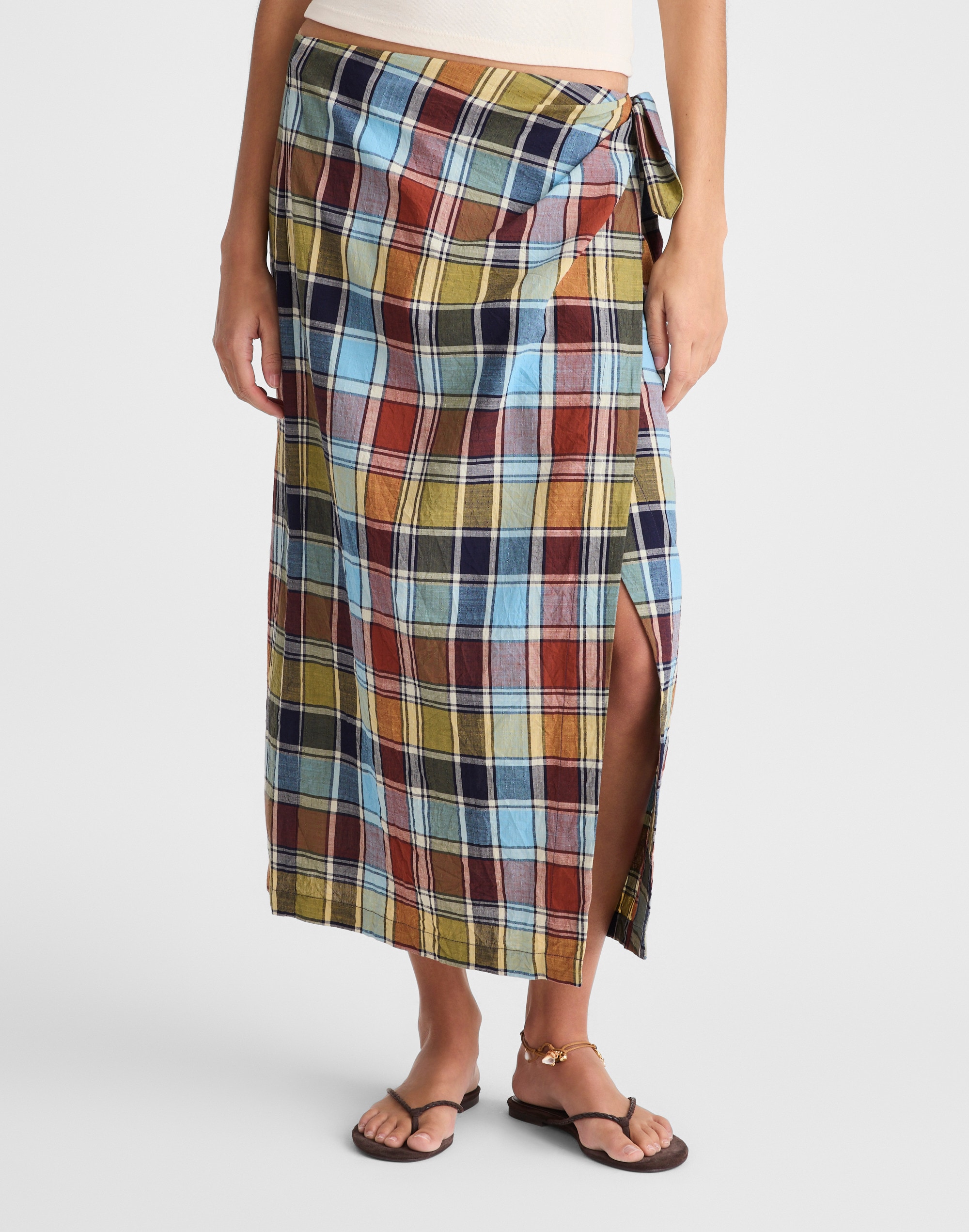 Midi Wrap Skirt in Poplin