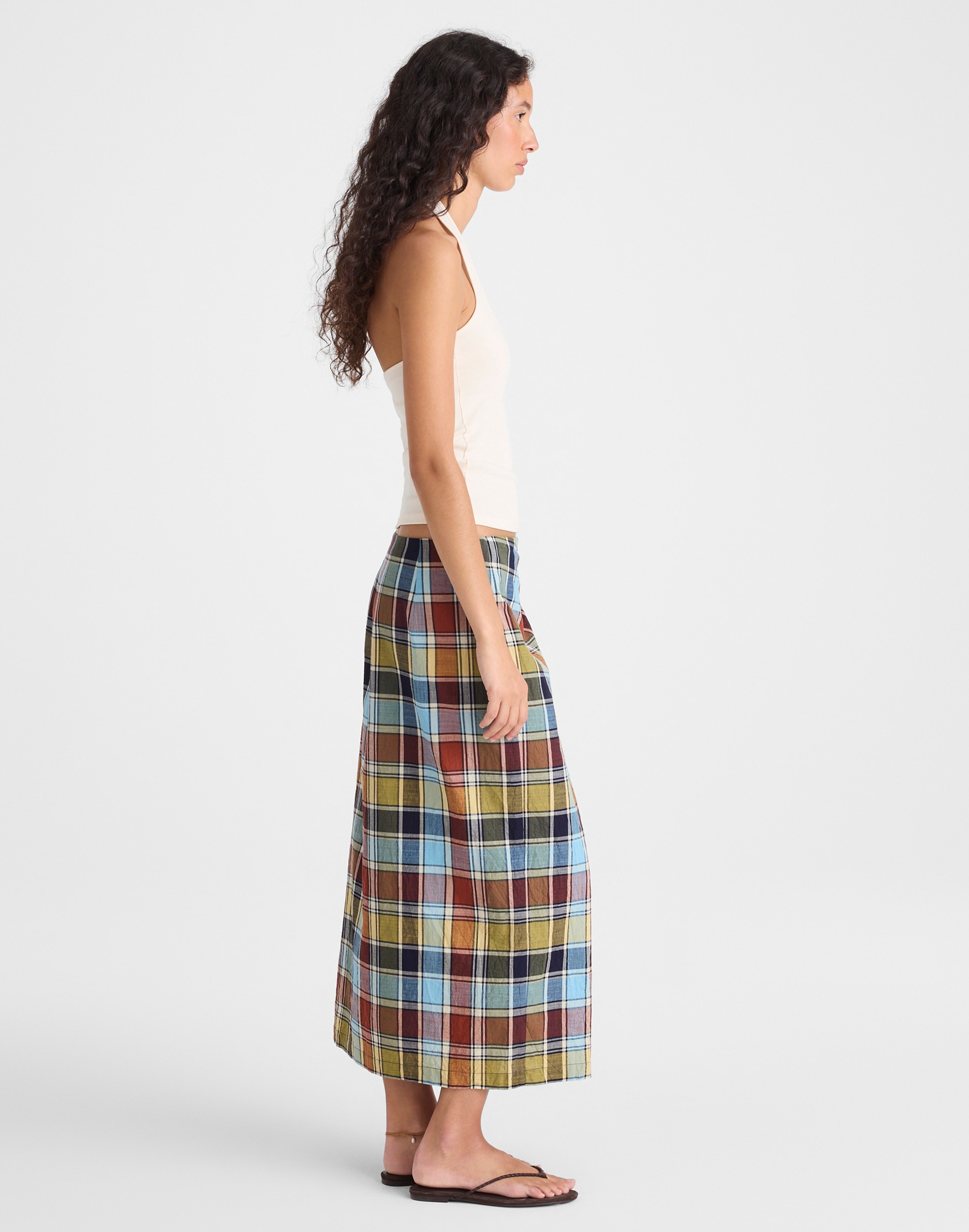 Midi Wrap Skirt in Poplin