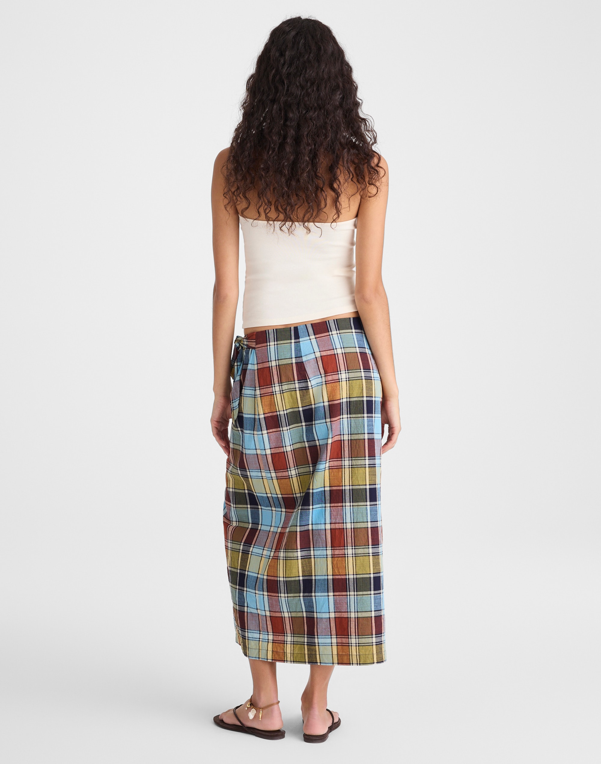Midi Wrap Skirt in Poplin
