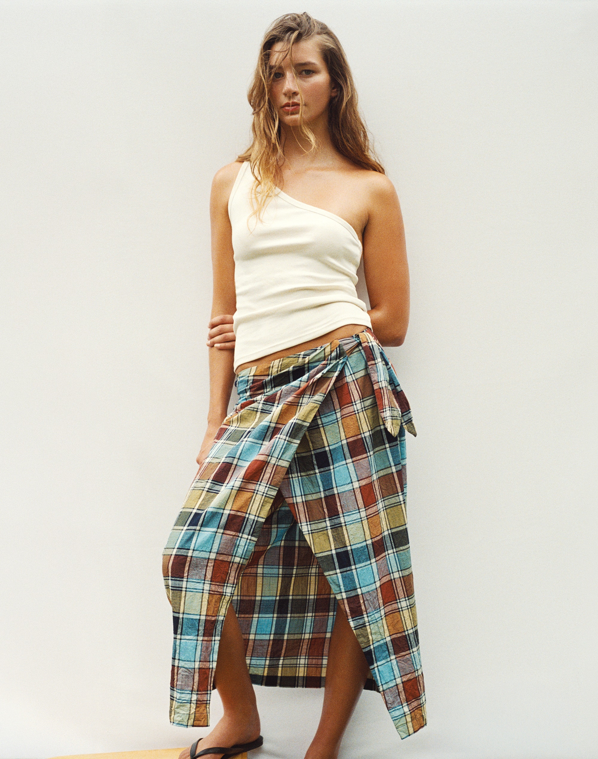 Midi Wrap Skirt in Poplin