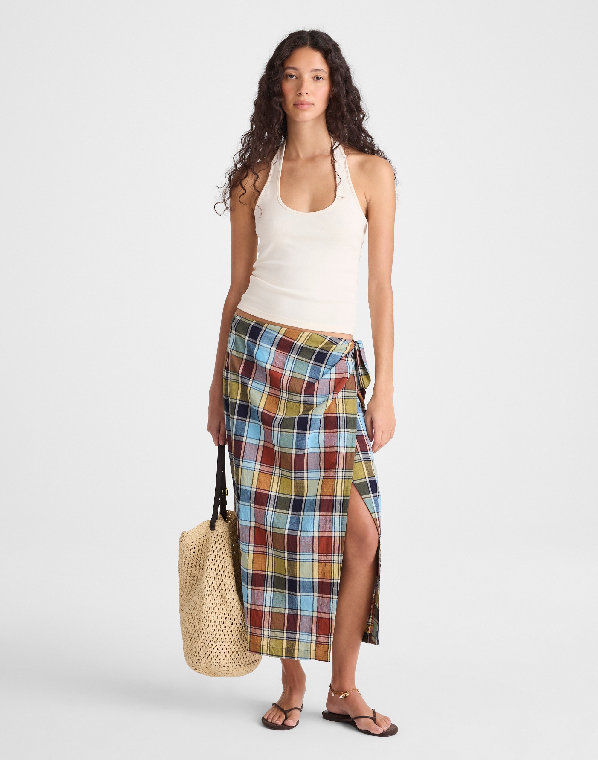 Madewell Midi Wrap Skirt In Multi Plaid