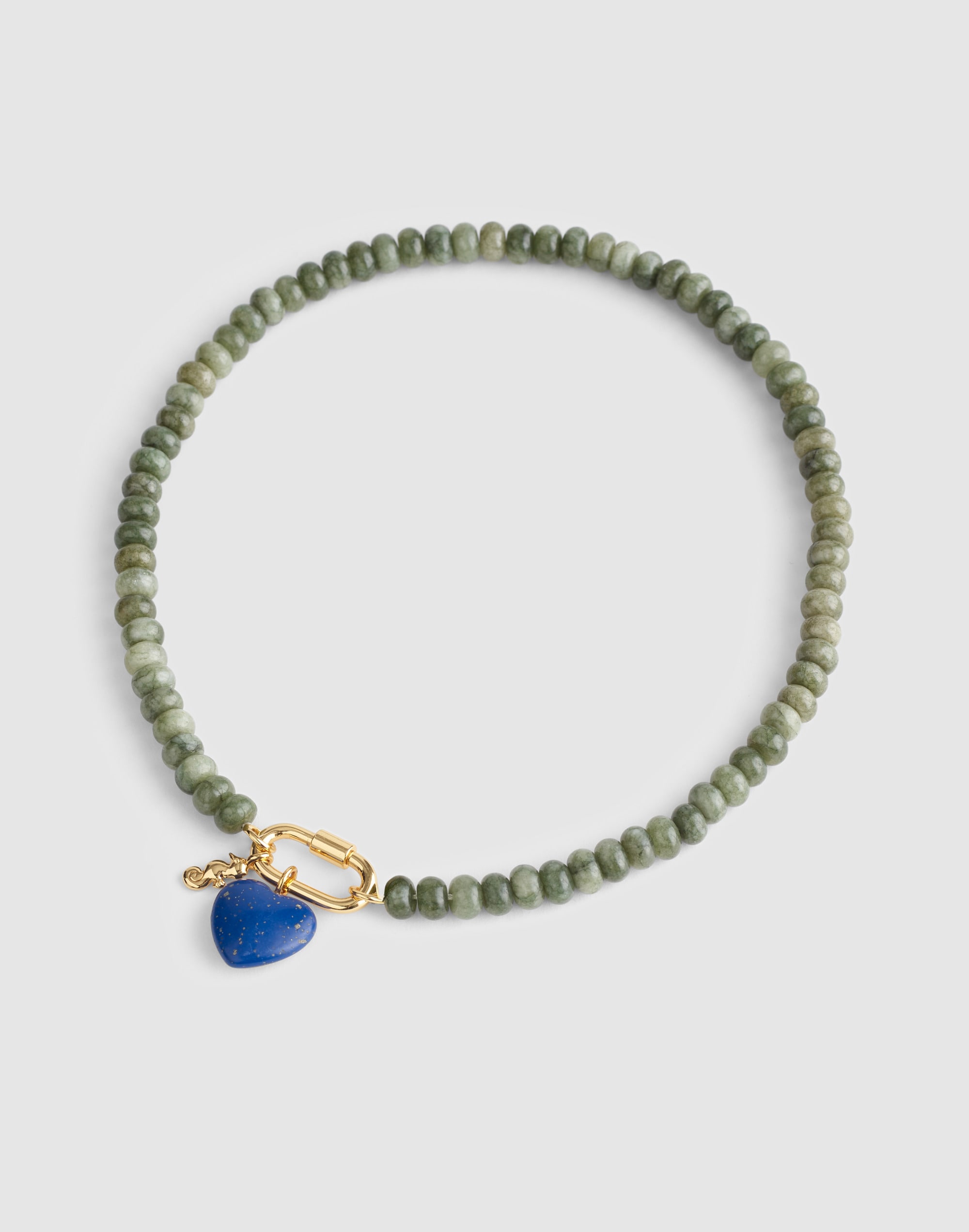 Semiprecious Beaded Carabiner Charm Necklace