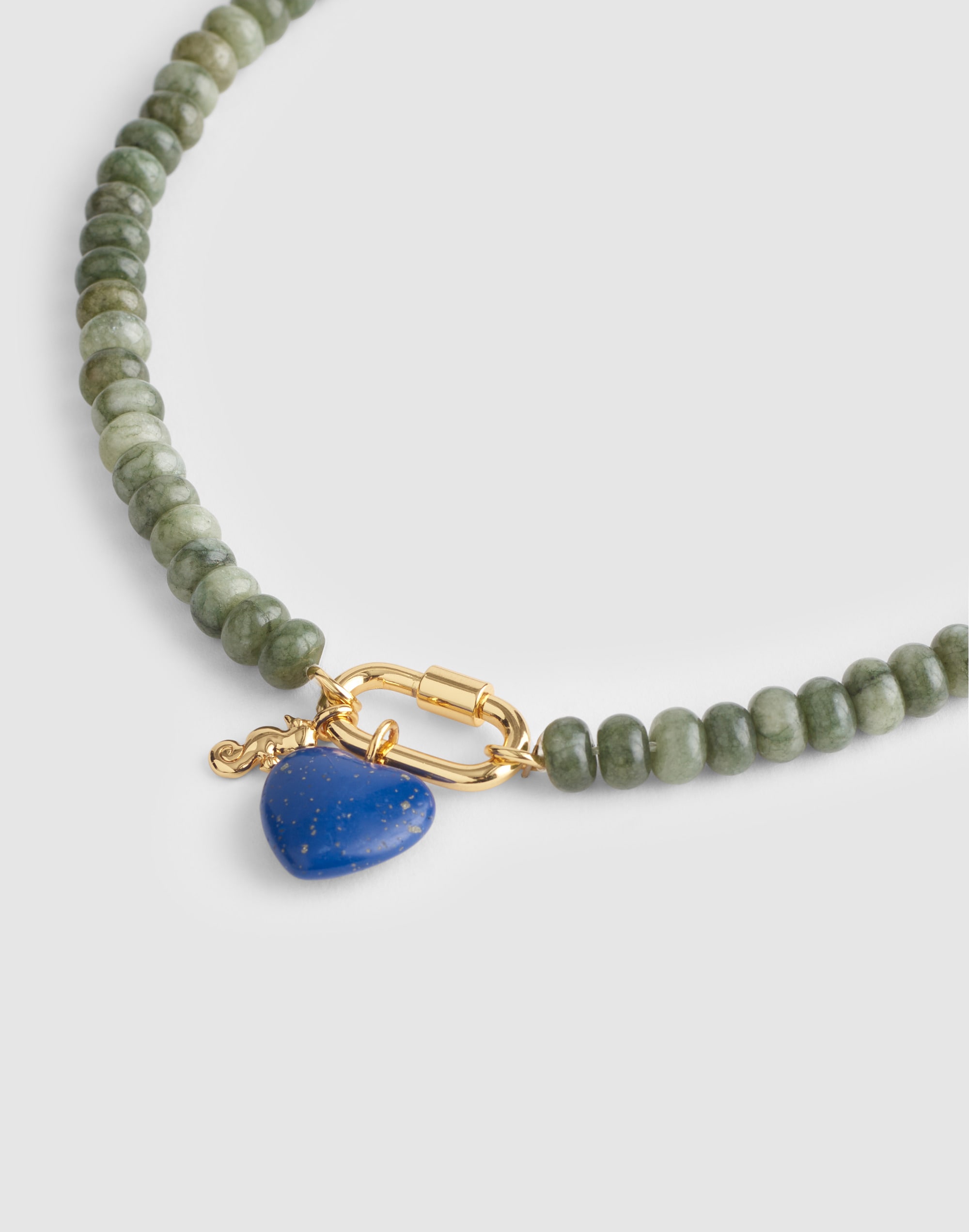 Semiprecious Beaded Carabiner Charm Necklace