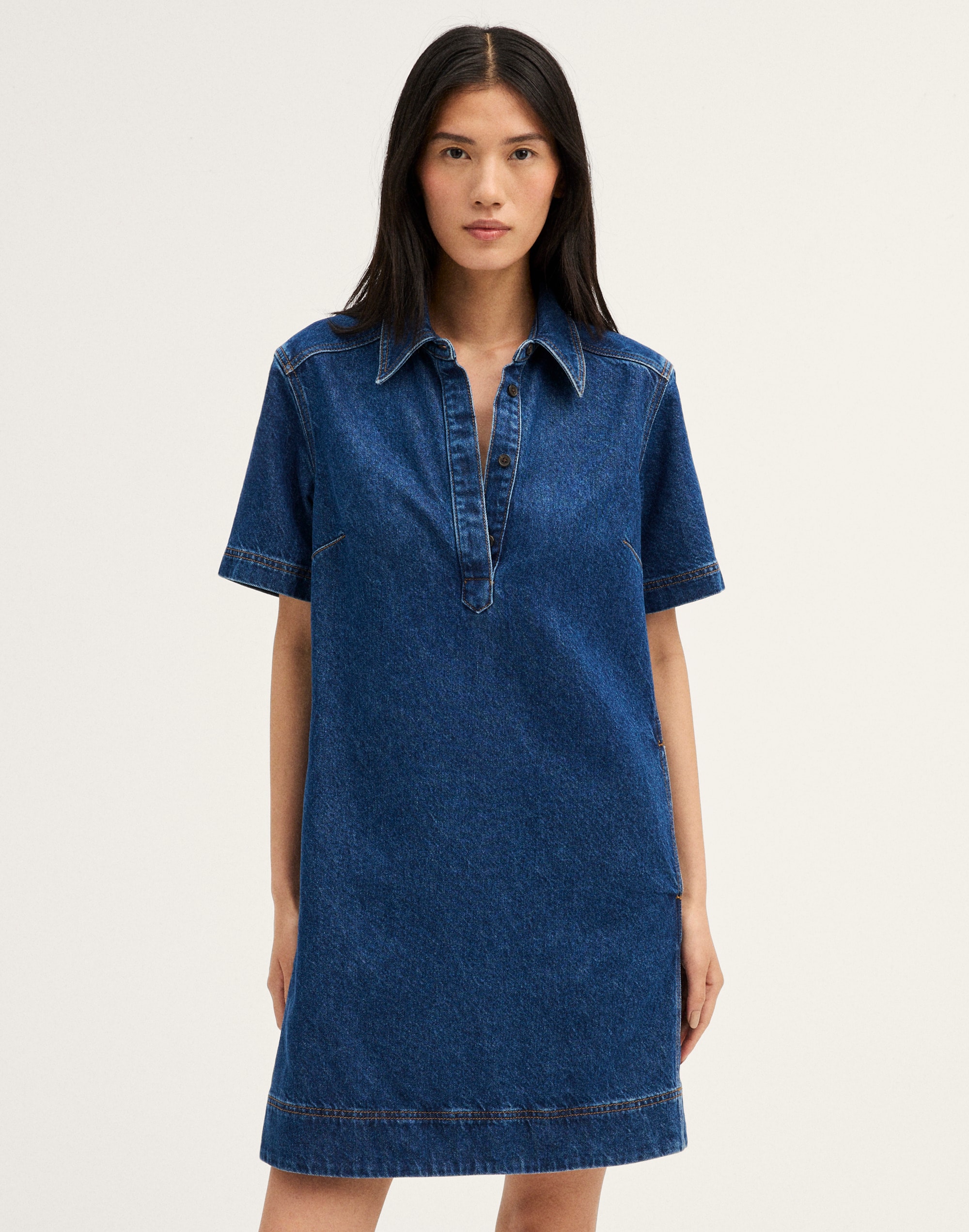 Polo Mini Dress in Airy Denim
