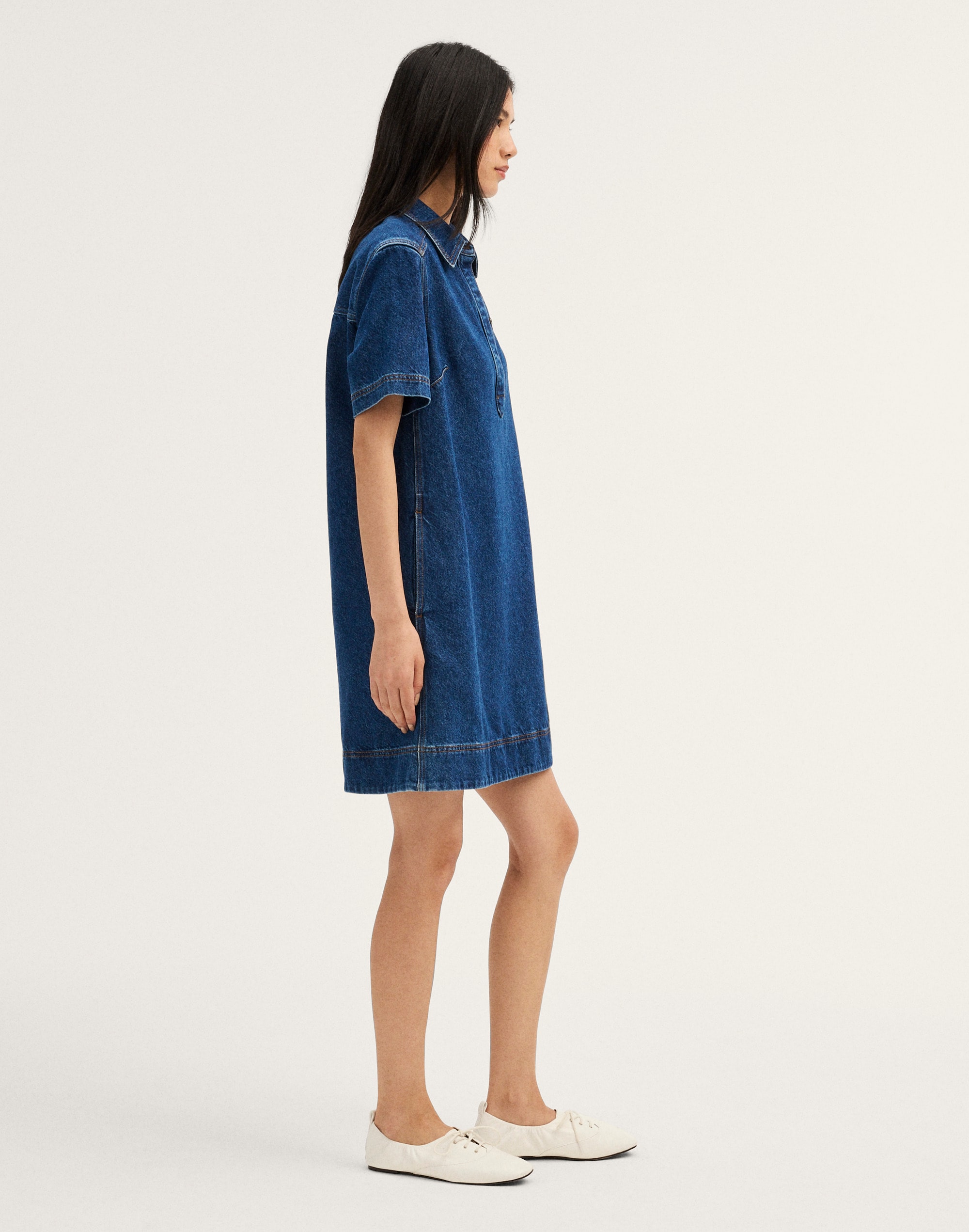 Polo Mini Dress in Airy Denim