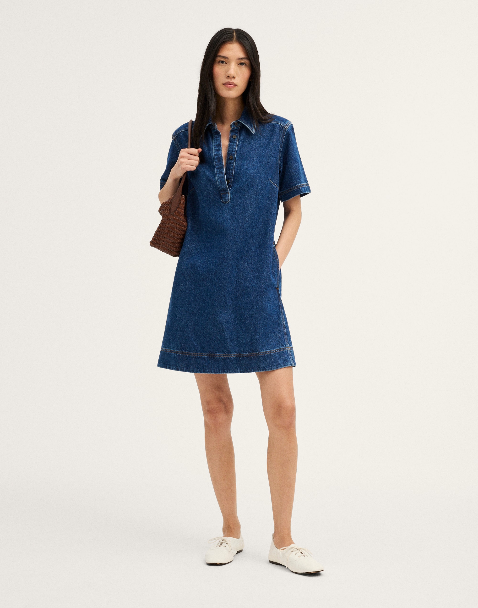 Polo Mini Dress in Airy Denim