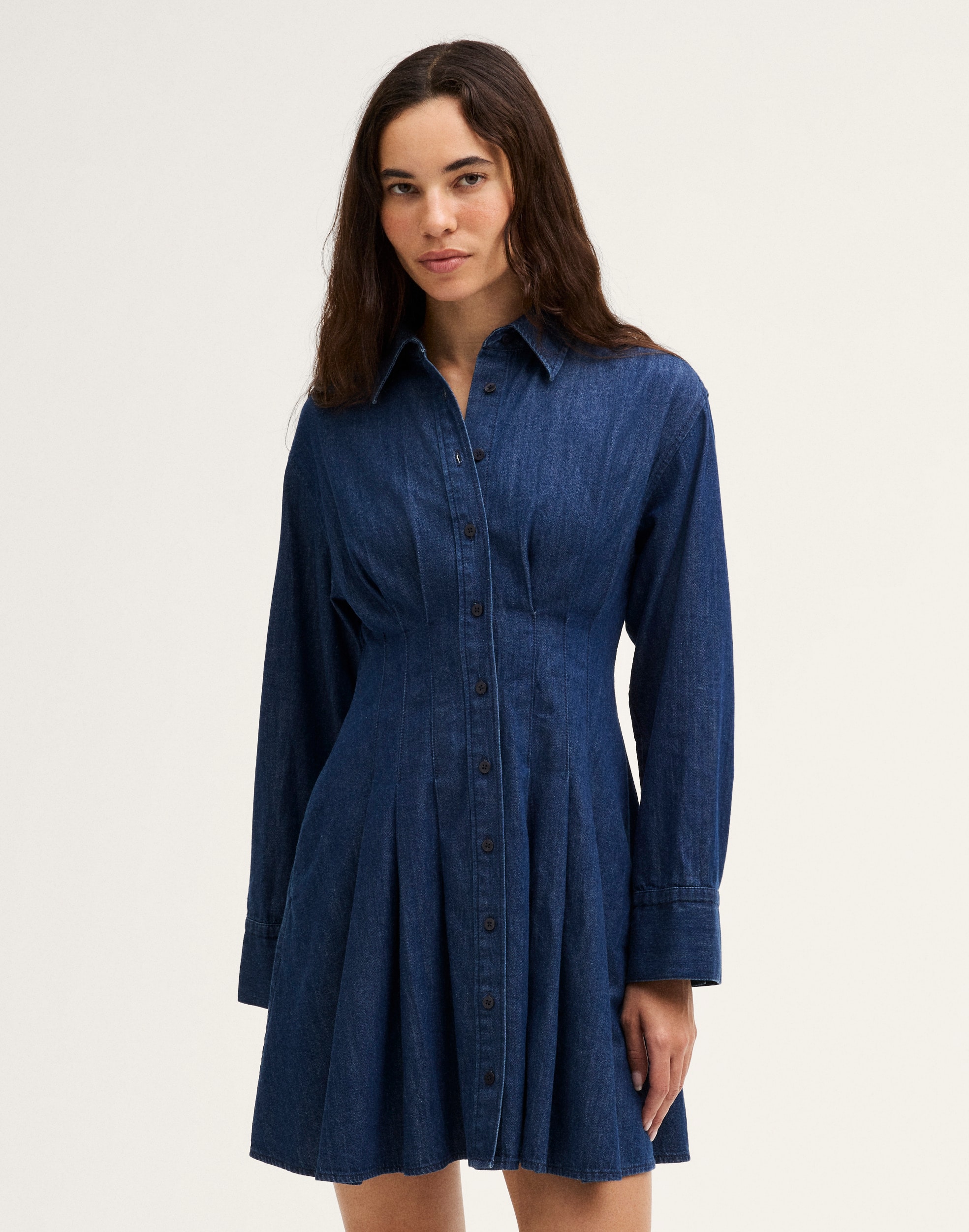 The Chrissy Denim Mini Shirtdress