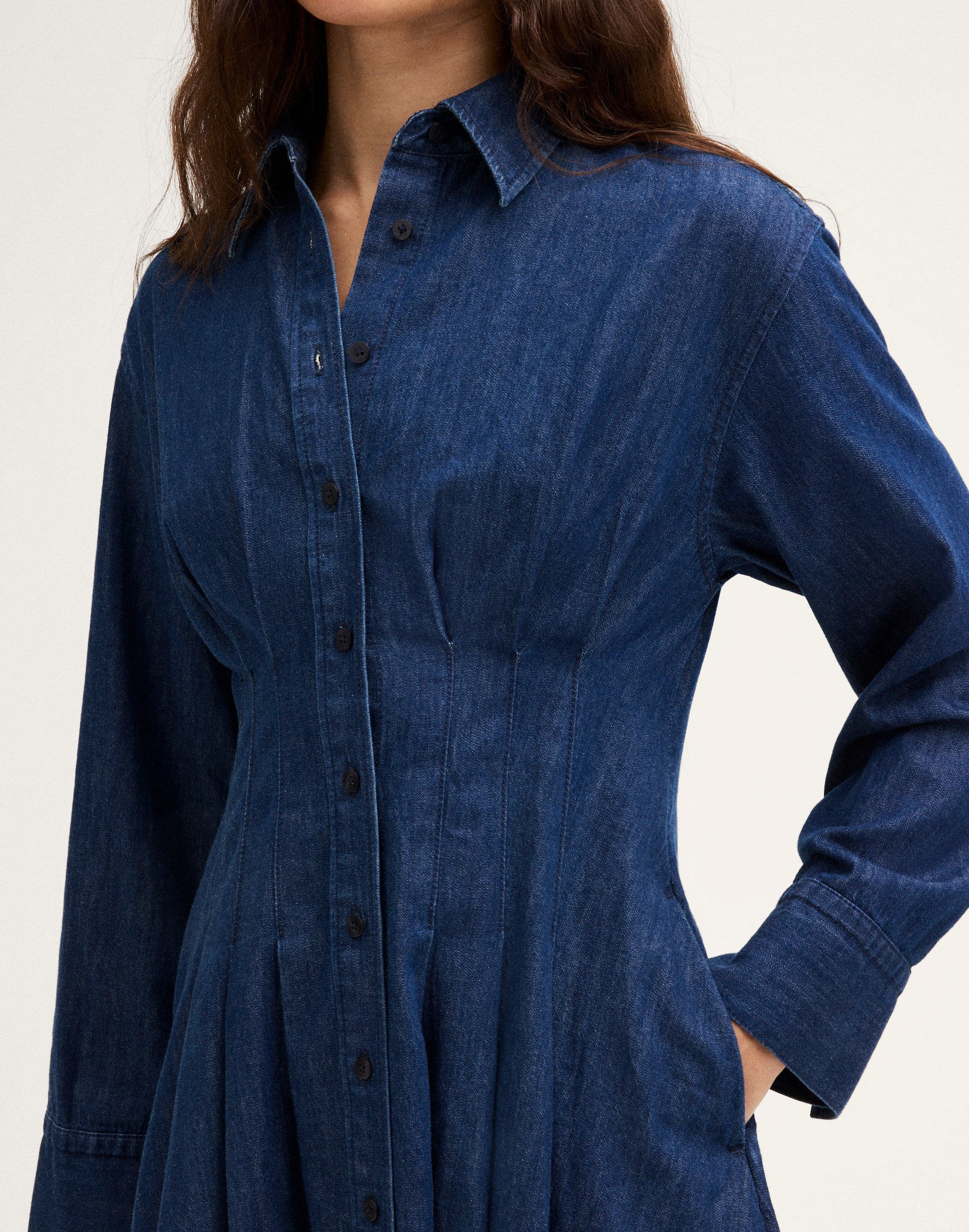 The Chrissy Denim Mini Shirtdress