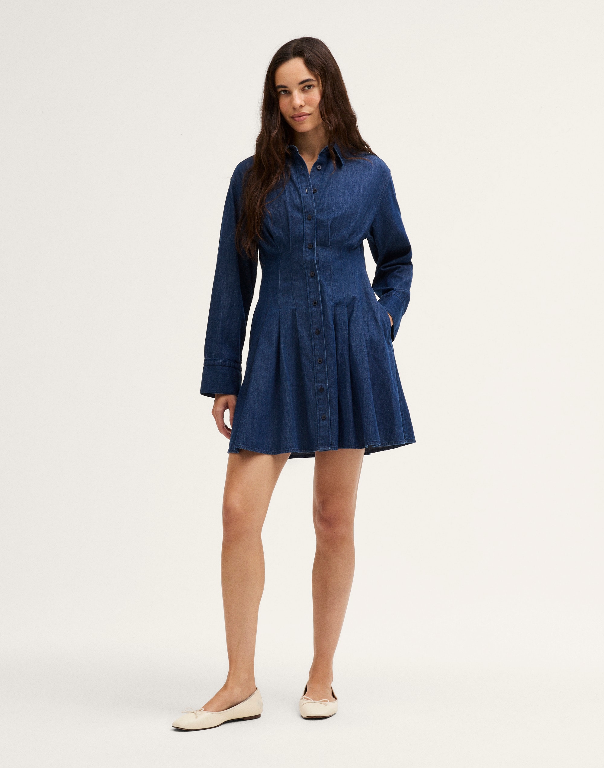 The Chrissy Denim Mini Shirtdress