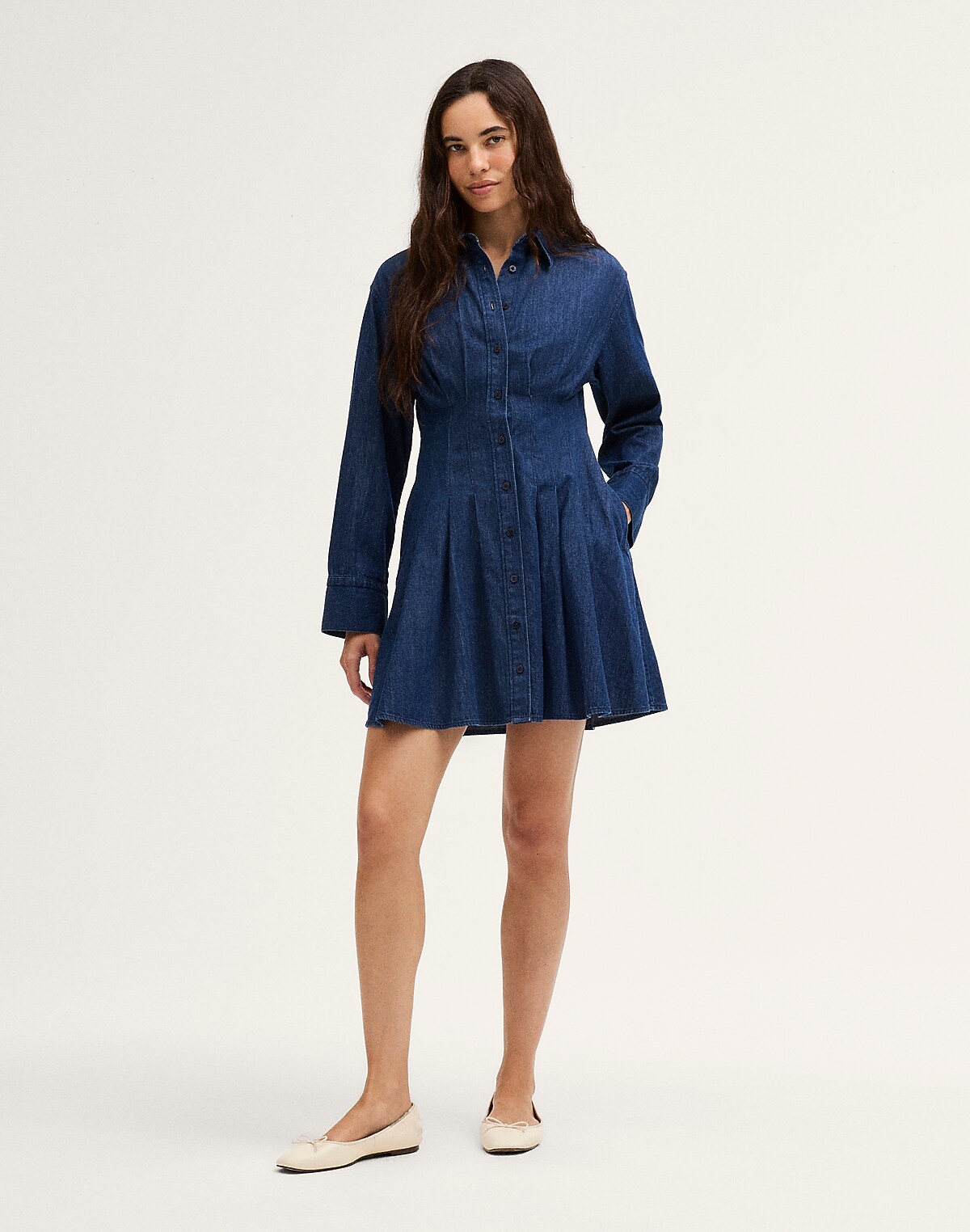 The Chrissy Denim Mini Shirtdress