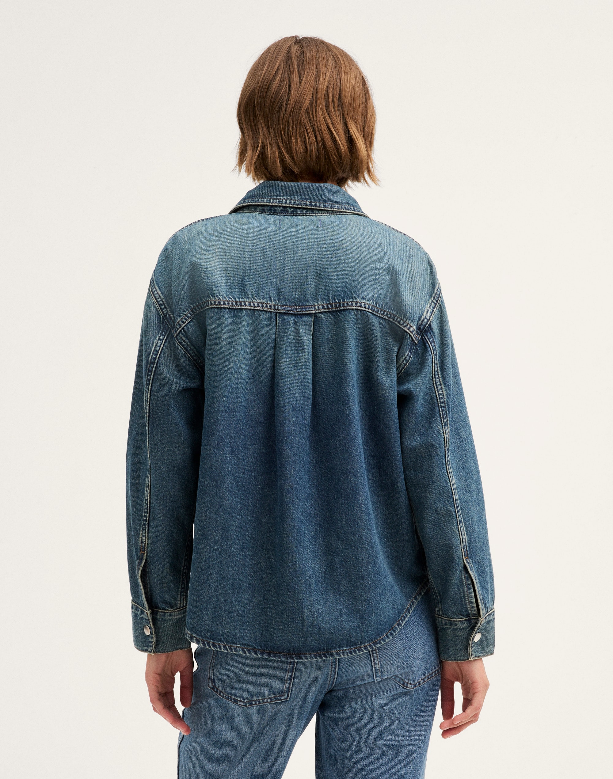 Boxy Shirt-Jacket in Airy Denim