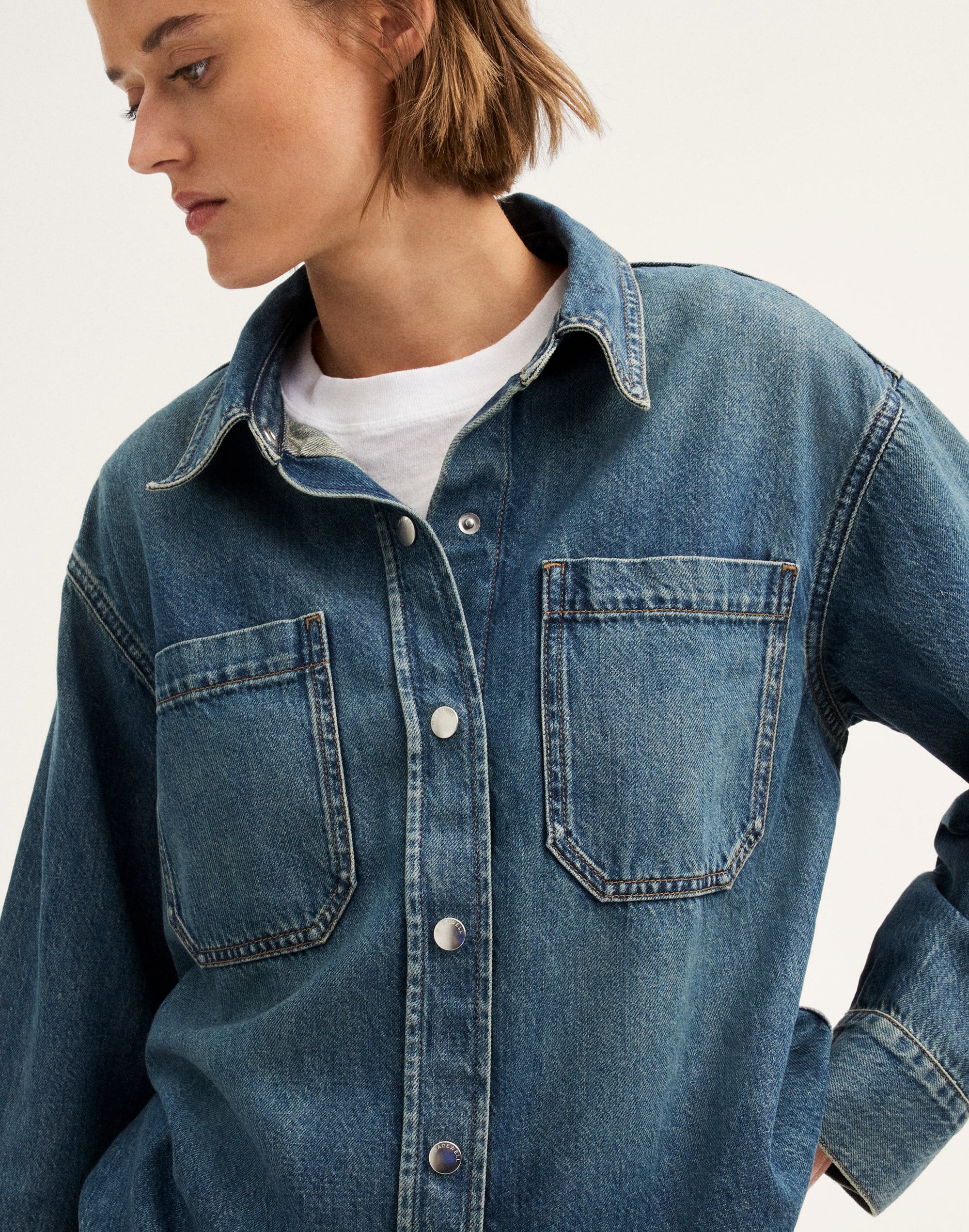 Boxy Shirt-Jacket in Airy Denim