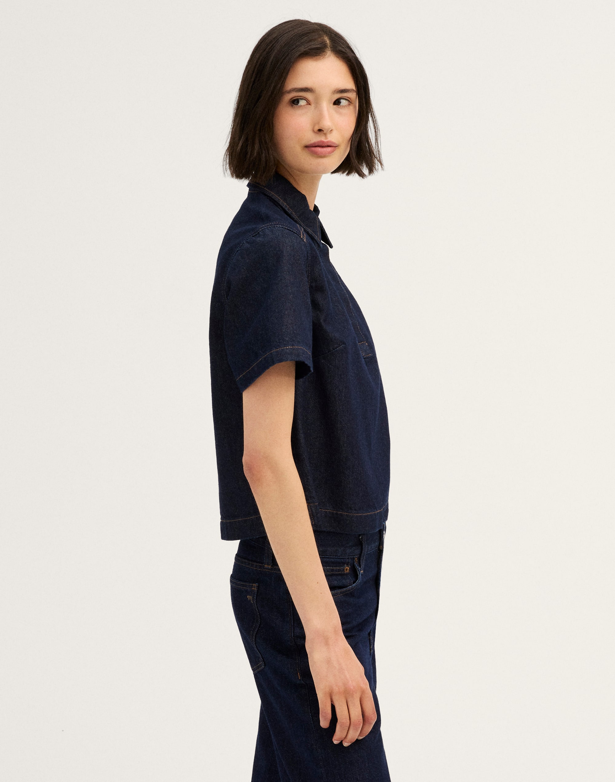 Denim Boxy Polo Shirt