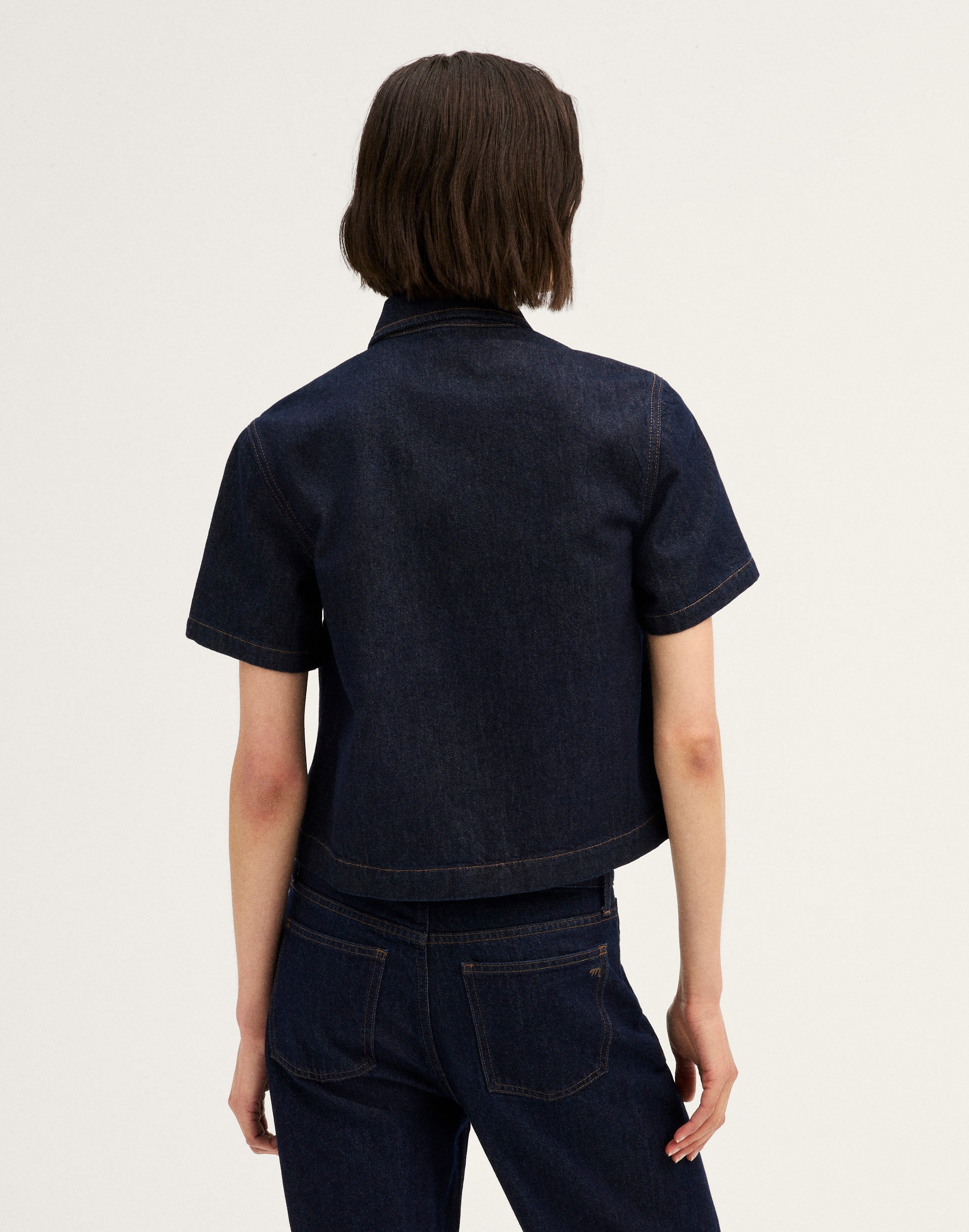 Denim Boxy Polo Shirt